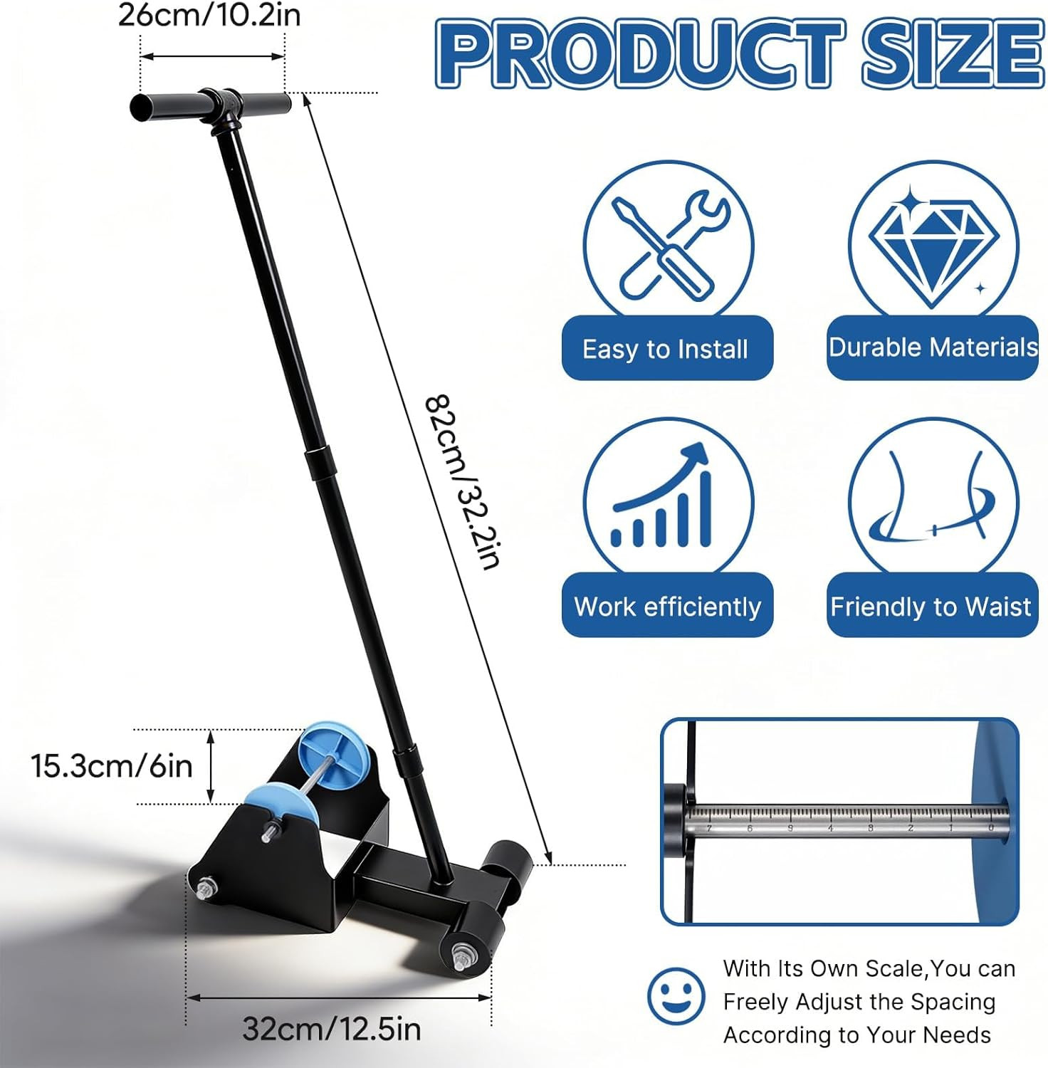 Floor Tape Applicators, Floor Tape Marking Machine with Detachable Handle and Ru