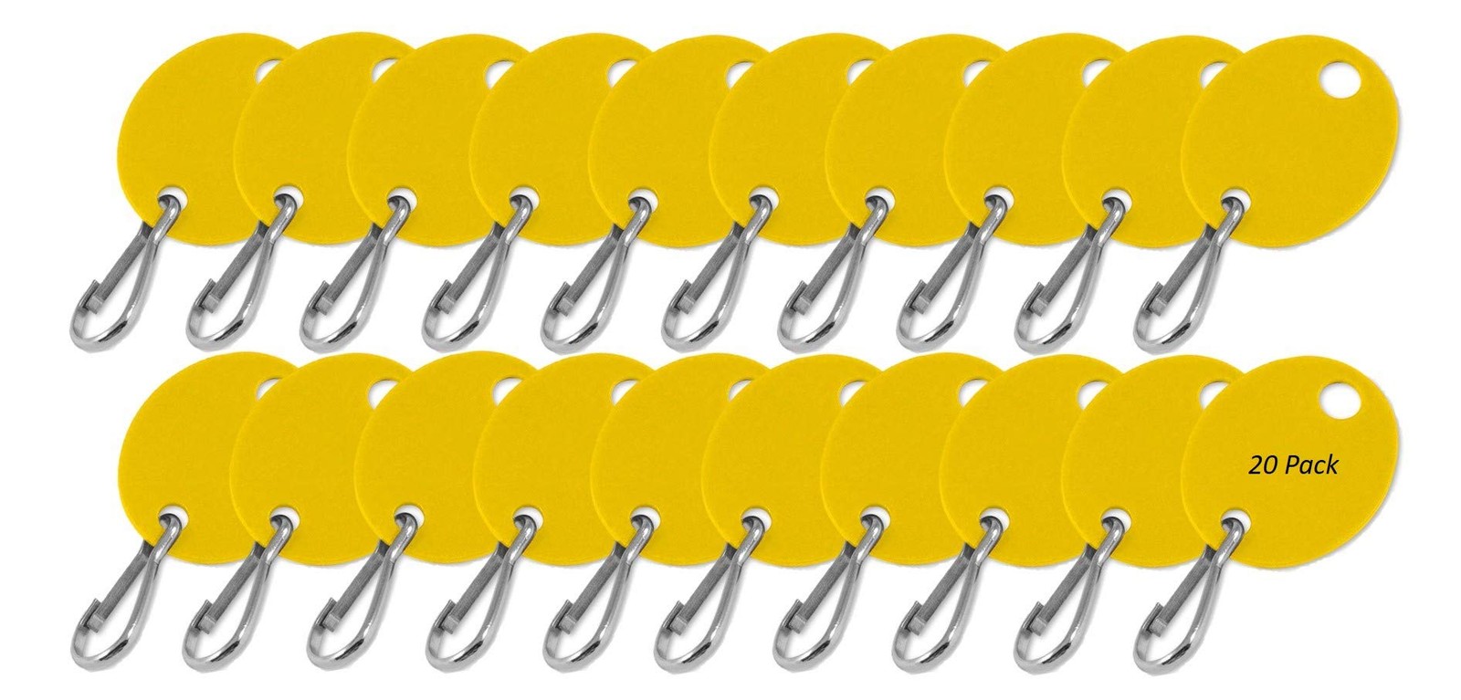 Oval Key Tag with Hook in Yellow, 20 Pack (258080)