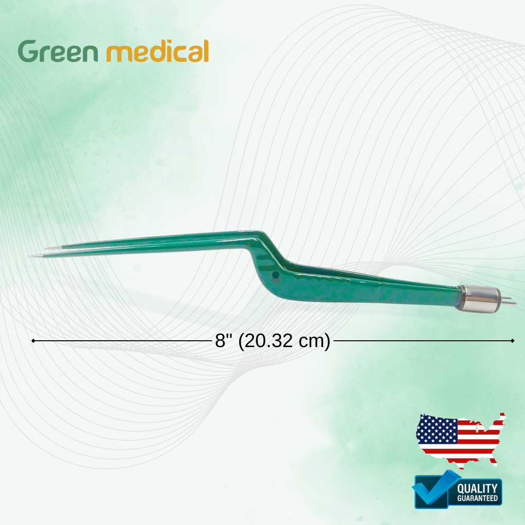 Reusable Non-Stick Bayonet Bipolar Forceps 8″ Green Electrosurgery Instruments