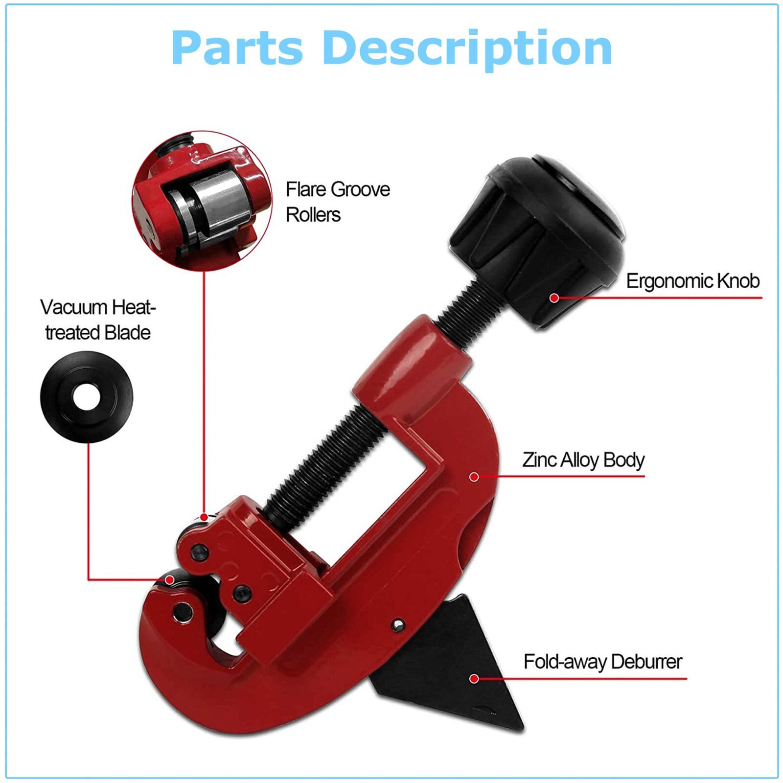 ﻿Pipe Tube Cutter 1/8″ to 1-1/8″ OD Copper Brass Aluminum PVC Plumbing HVAC