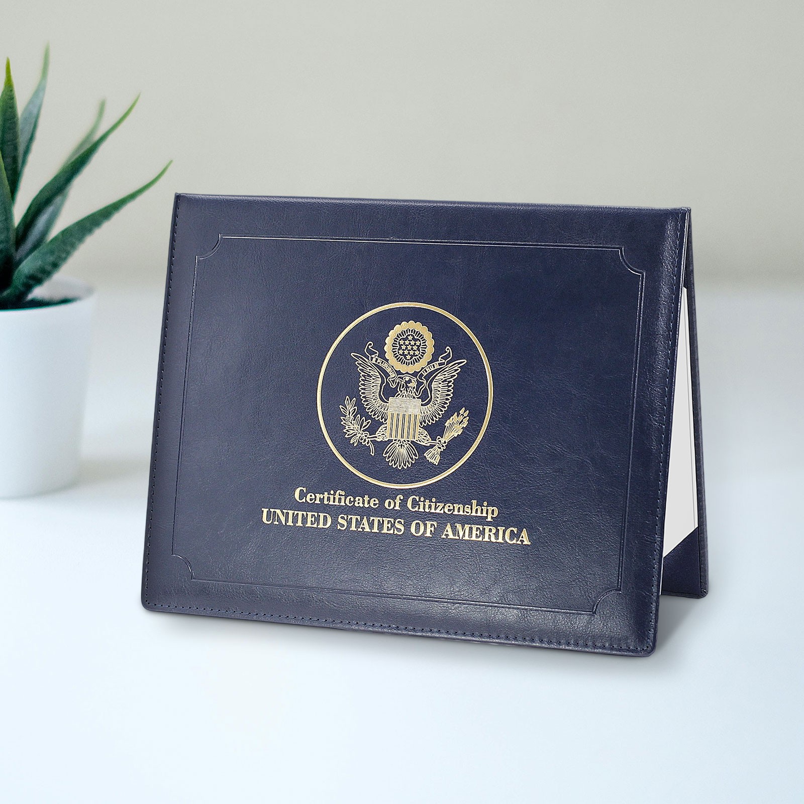 US Citizenship Certificate Holder Naturalization Padded Leatherette Cover