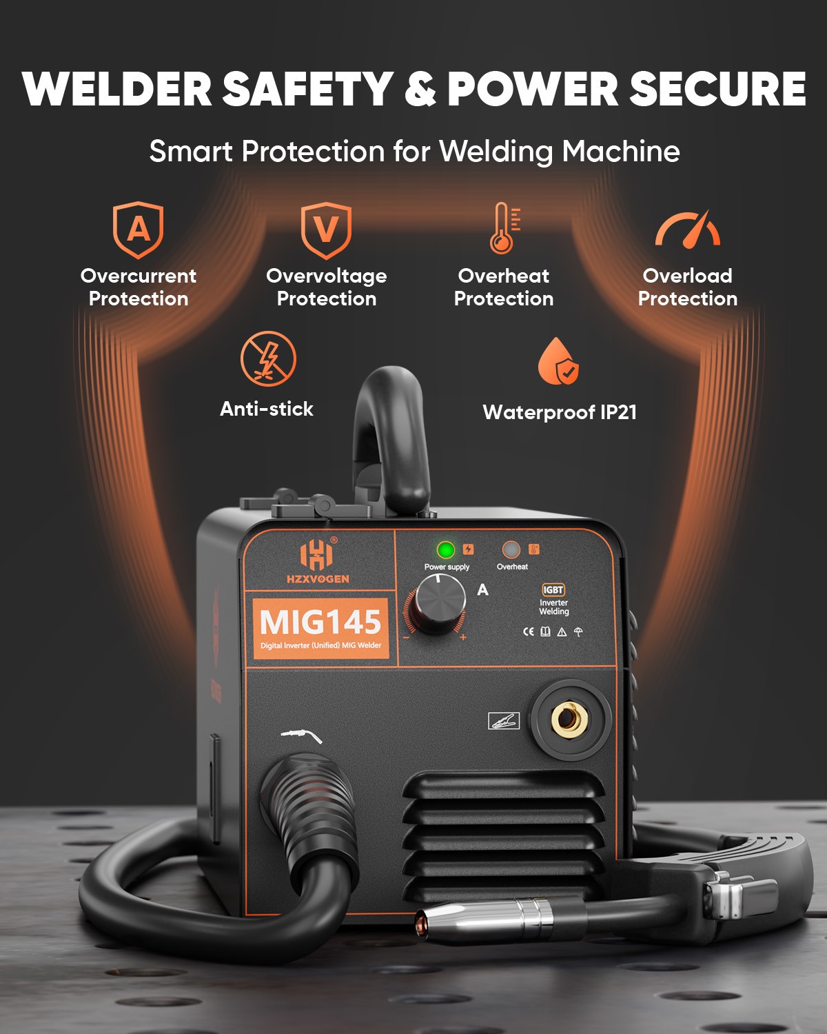 110V/230V Gasless Flux-Core Mini MIG Welder ARC Welding Machine 200A for US Shop