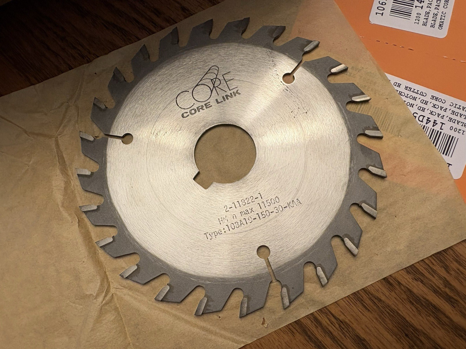 NIB CORE LINK 6″ Dia Saw Blade Type: 10BA19-150-30-KAA HM Max 11500
