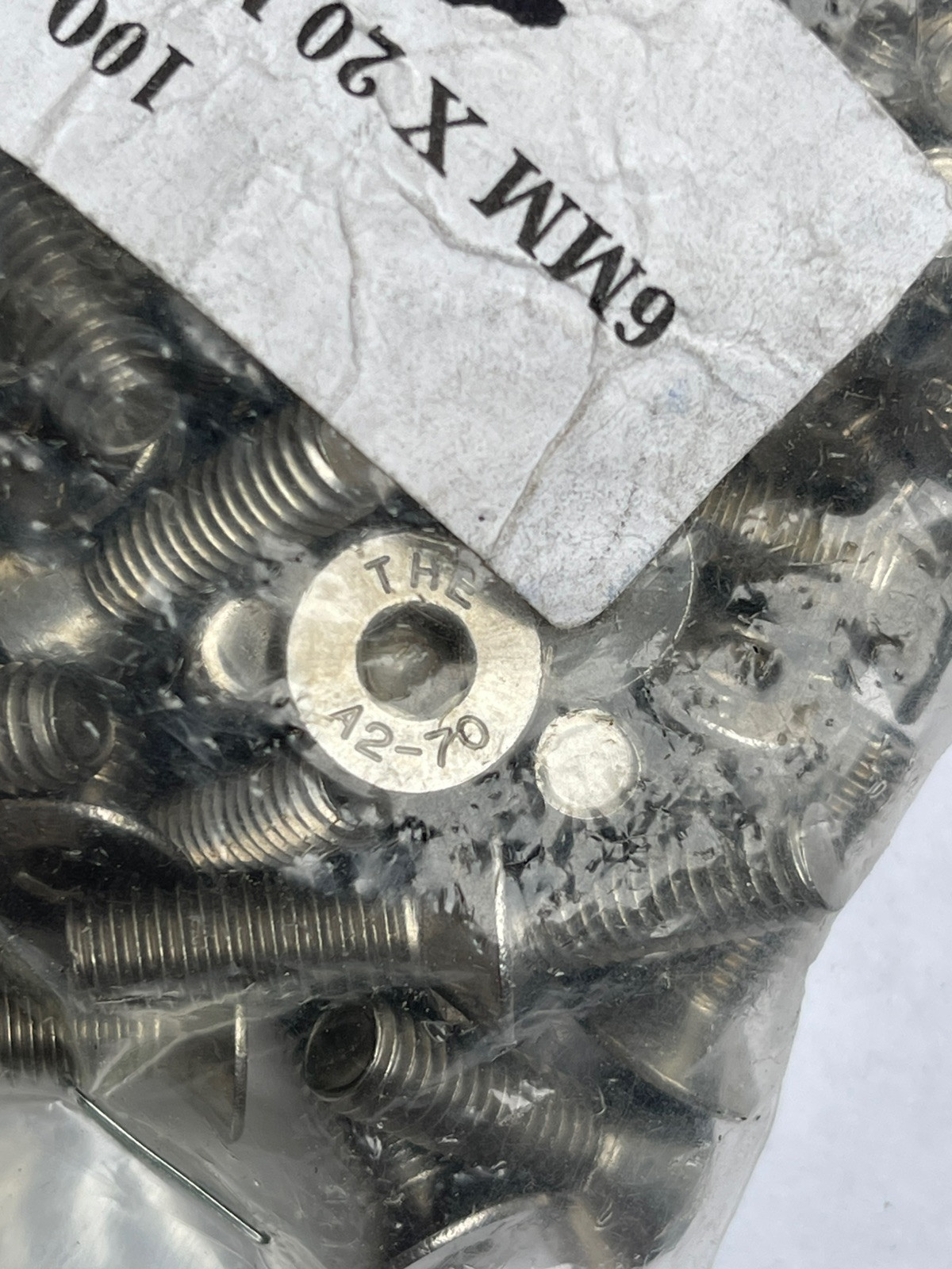 FLAT HEAD SOCKET SCREWS M6 x 20mm STAINLESS STEEL A2 LOT OF 100 COUNTERSUNK NEW