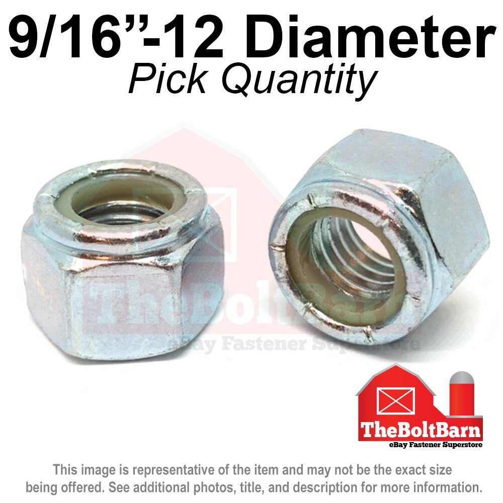9/16″-12 Grade A Nylon Insert Finished Hex Nut Zinc Coarse Gr2 Nylok (Pick Qty)