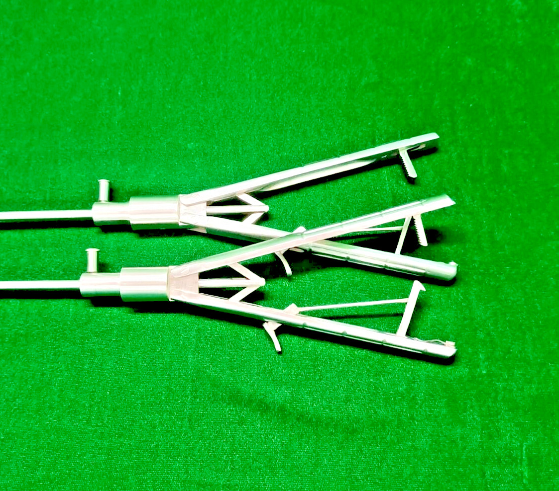 2pc Laparoscopic V-Shape Needle Holder Curved Jaw 5mmx330mm Reusable Instruments