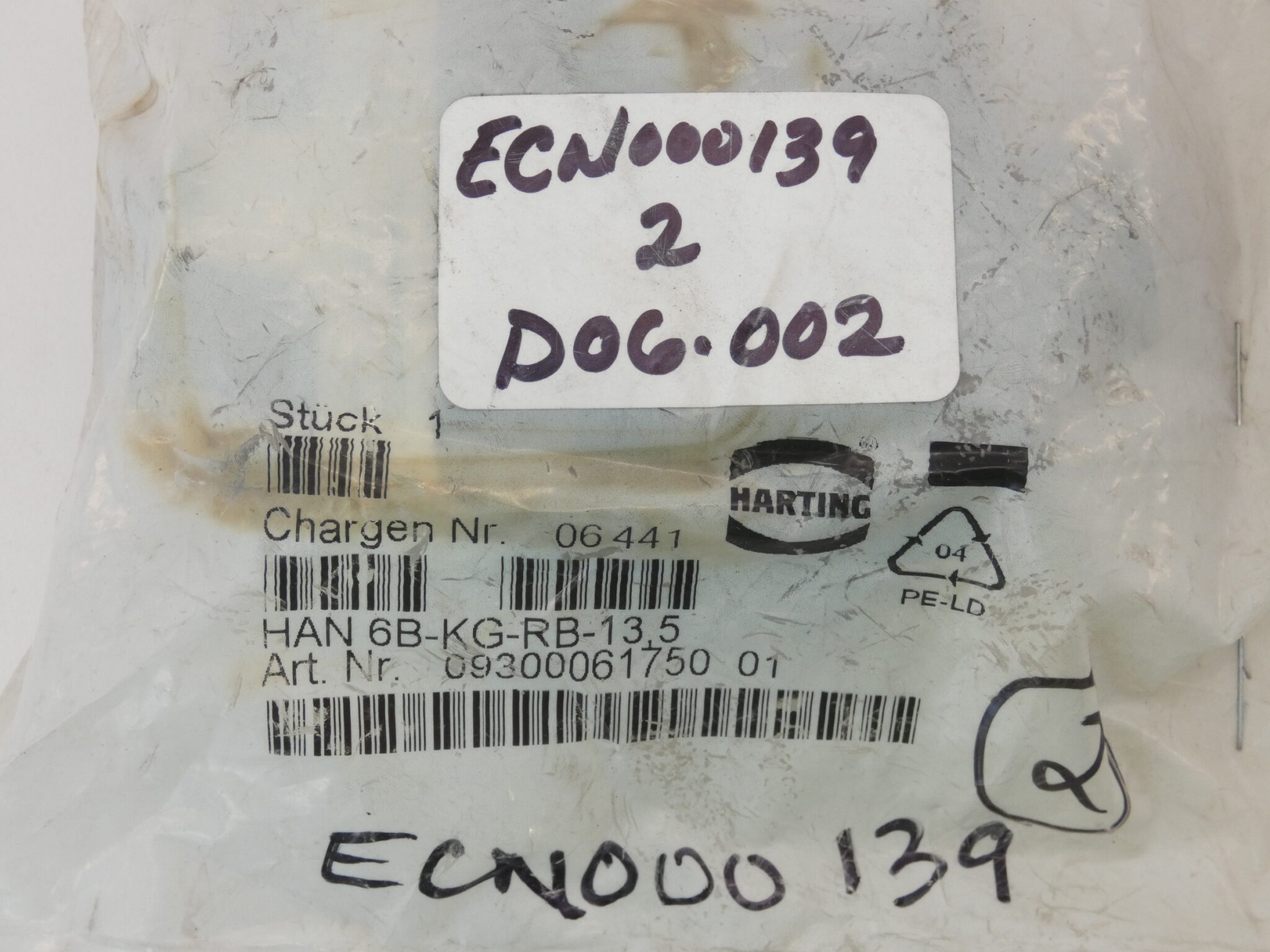 *Lot of 2* Harting HAN 6B-KG-RB-13.5 09300061750 Coupling Power Connectors – …