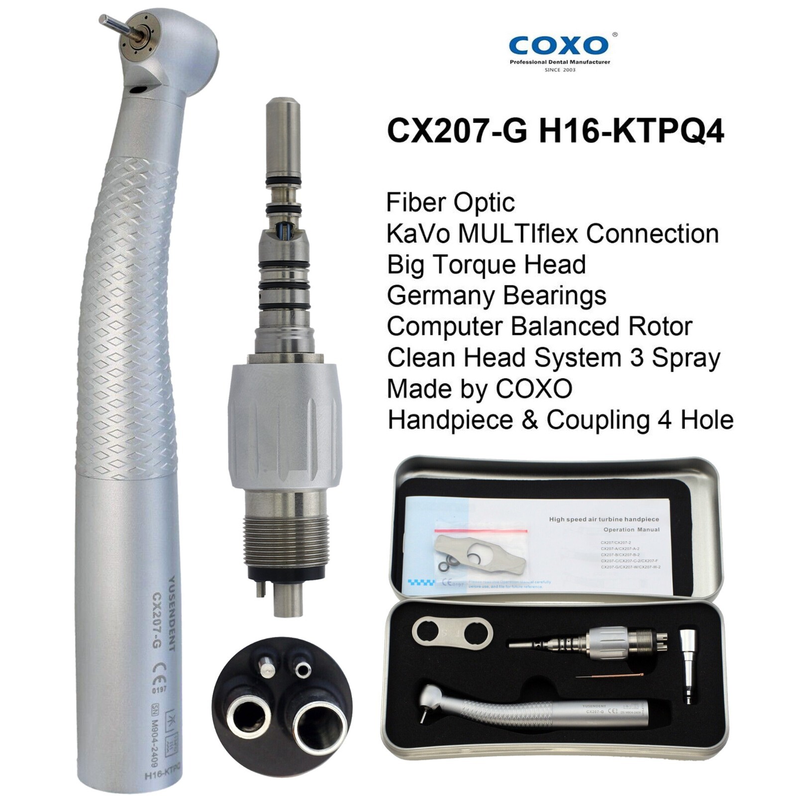 COXO Dental 45 degree Surgical Handpiece Fiber Optic Turbine For KaVo MULTIflex