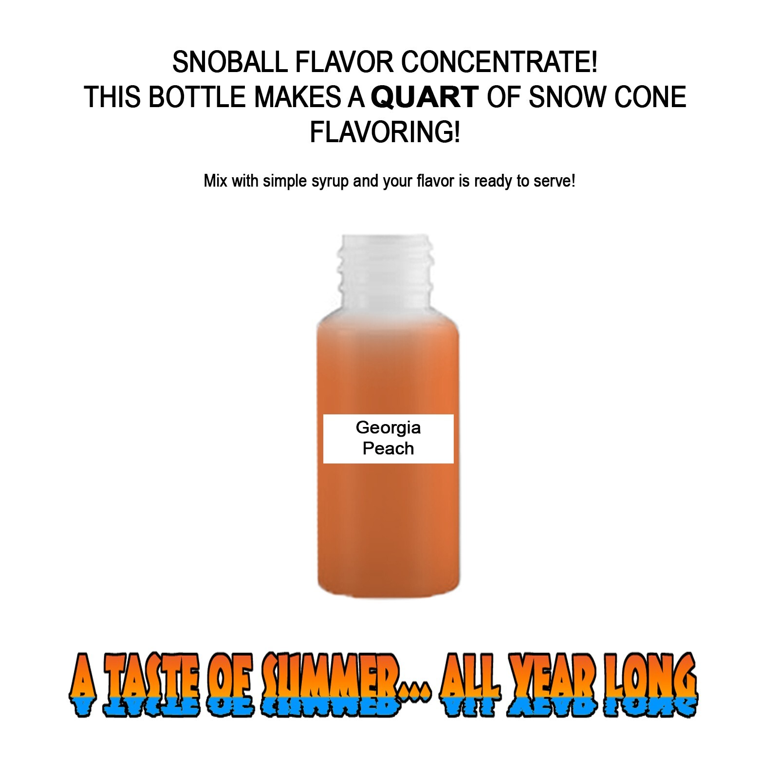 GEORGIA PEACH MIX Snow CONE/SHAVED ICE Flavor QUART #1 CONCESSION SUPPLIES