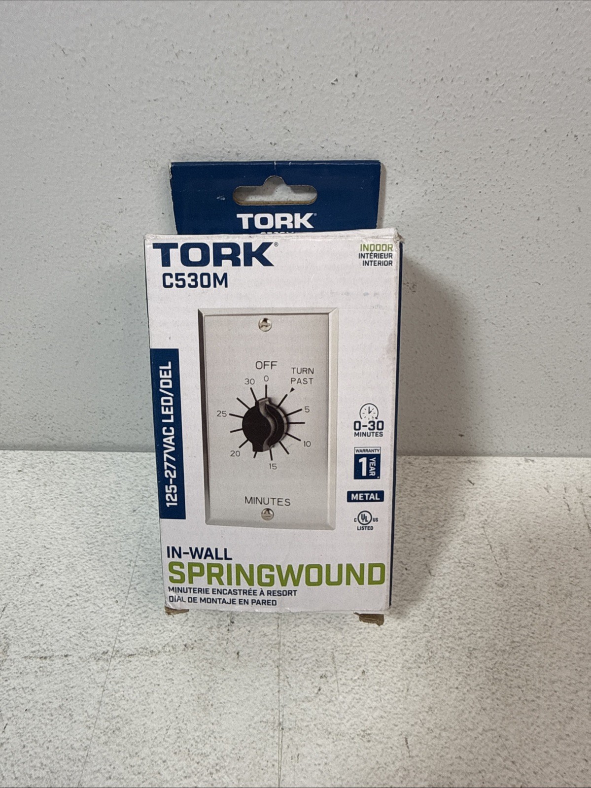 TORK C530M In Wall Spring-Wound Timer, Silver, 125-277 VAC 0-30 Minutes NEW