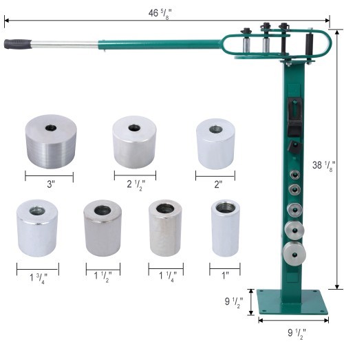 Pedestal Floor Compact Bender Metal Fabrication Tube Pipe Rod 7 Dies 1″-3″