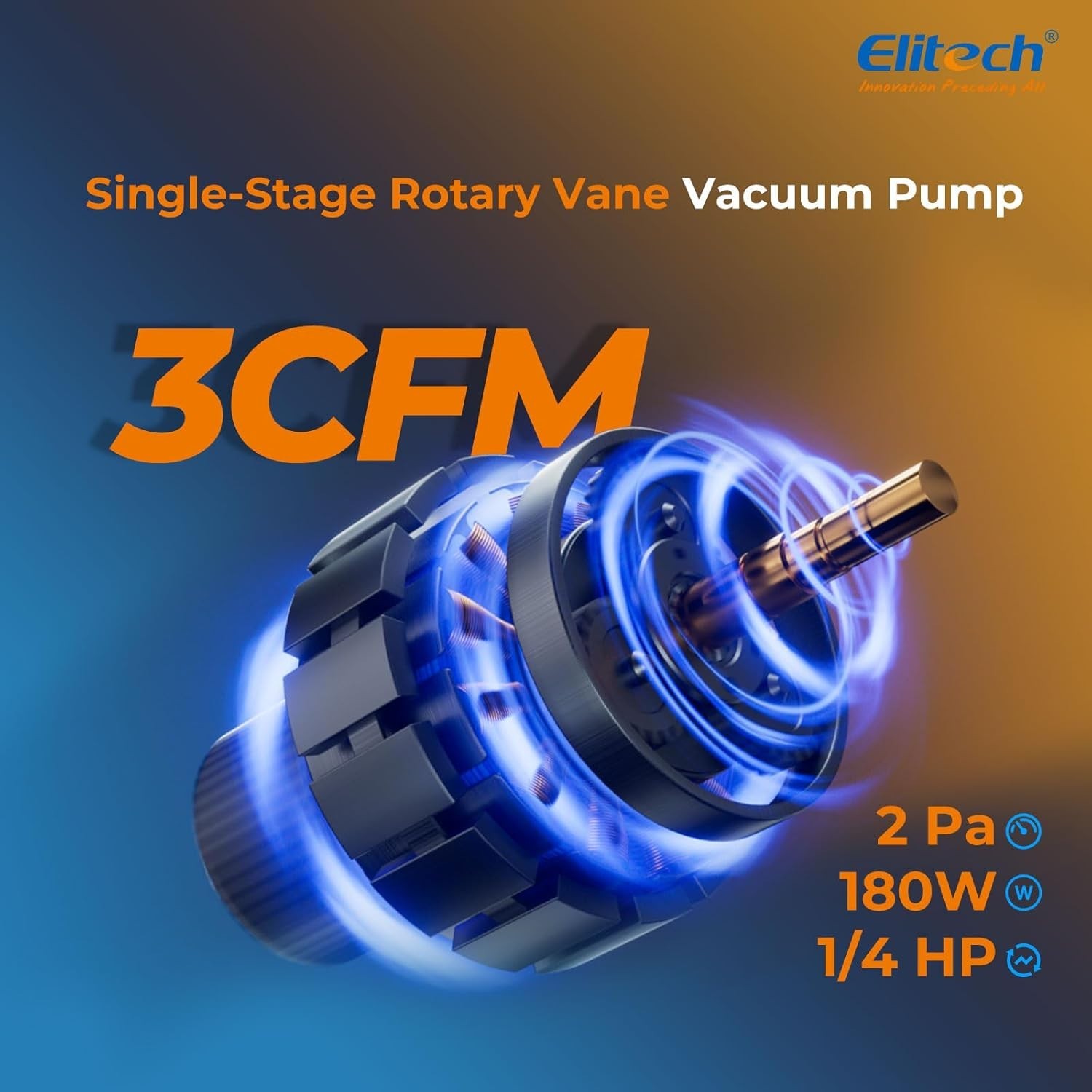NVP-3 HVAC Vacuum Pump 3CFM 1/4HP Rotary Vane for HVAC & Refrigeration
