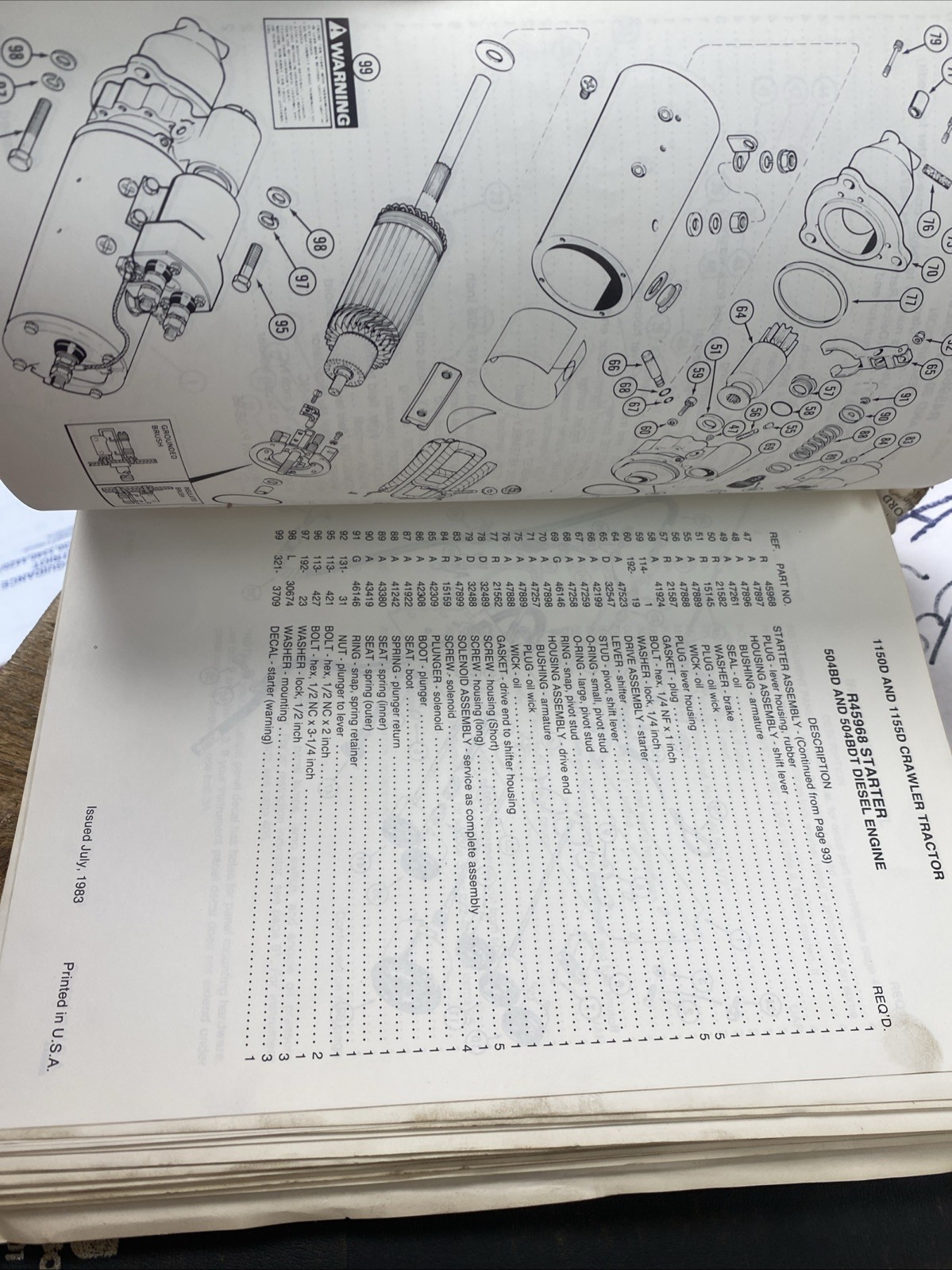 CASE 1150D 1155D CRAWLER TRACTOR DOZER LOADER PARTS MANUAL BOOK CATALOG