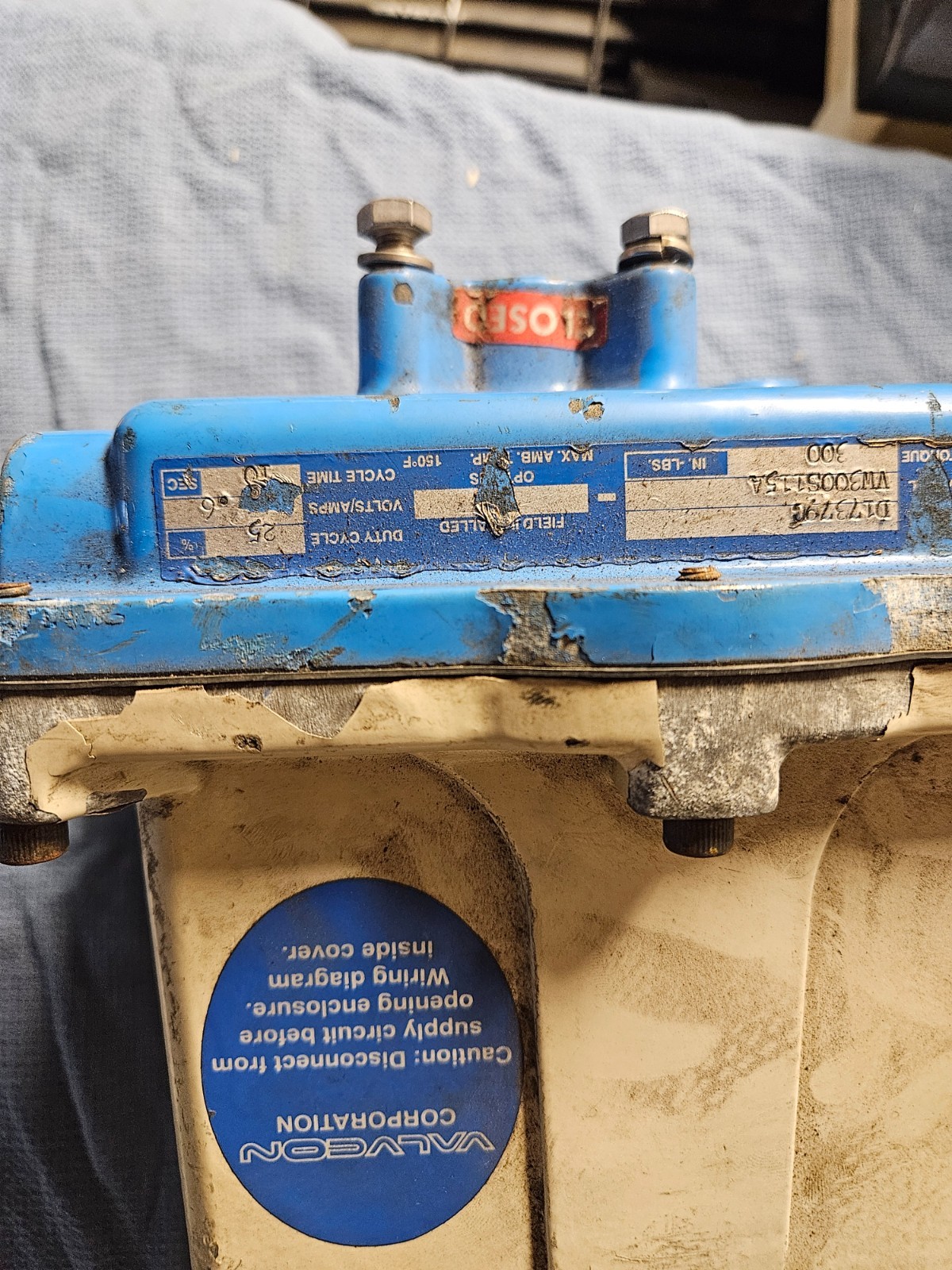 VALVCON ACTUATOR VW300S115A 300 IN-LBS 115V 0.6 AMP 10 SEC CYCLE