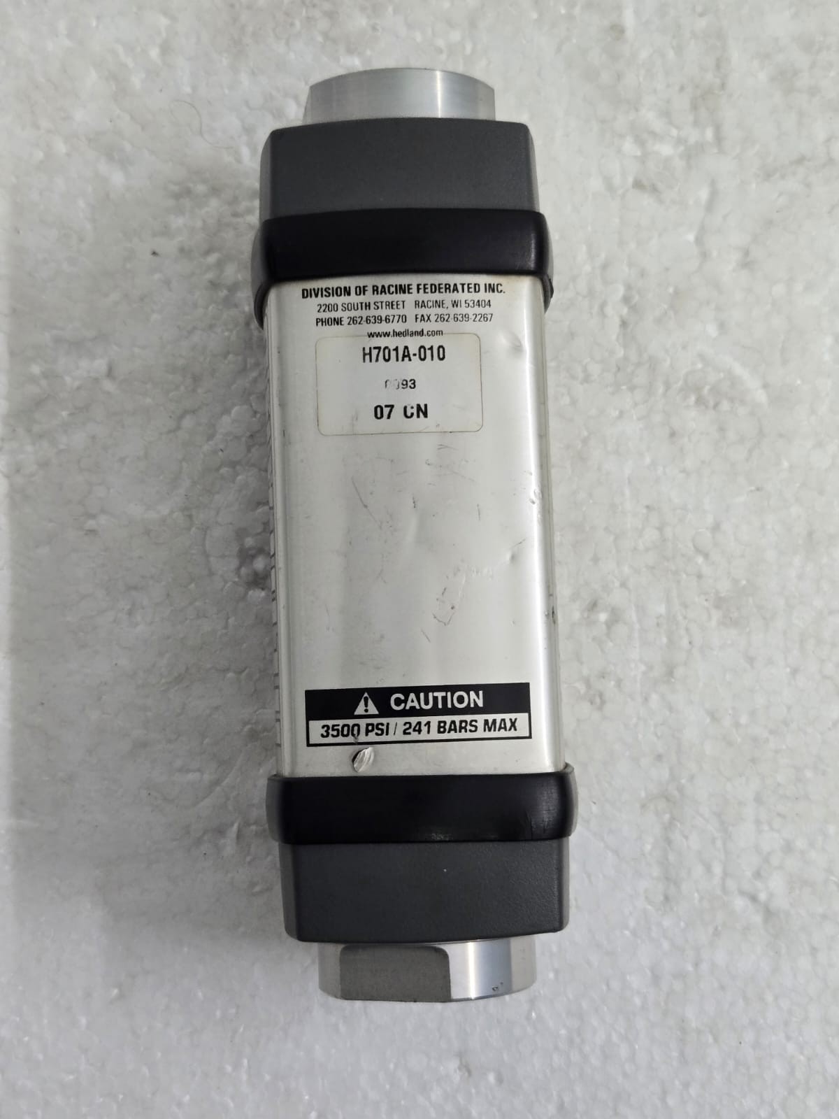 HEDLAND H701A-010 3500PSI / 241 BARS MAX HYDRALIC OIL FLOW METER