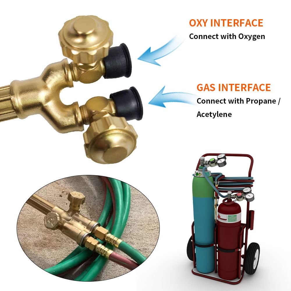 TOAUTO Heavy Duty Cutting Torch, Oxygen Propane Acetylene Welding Torch Flame To