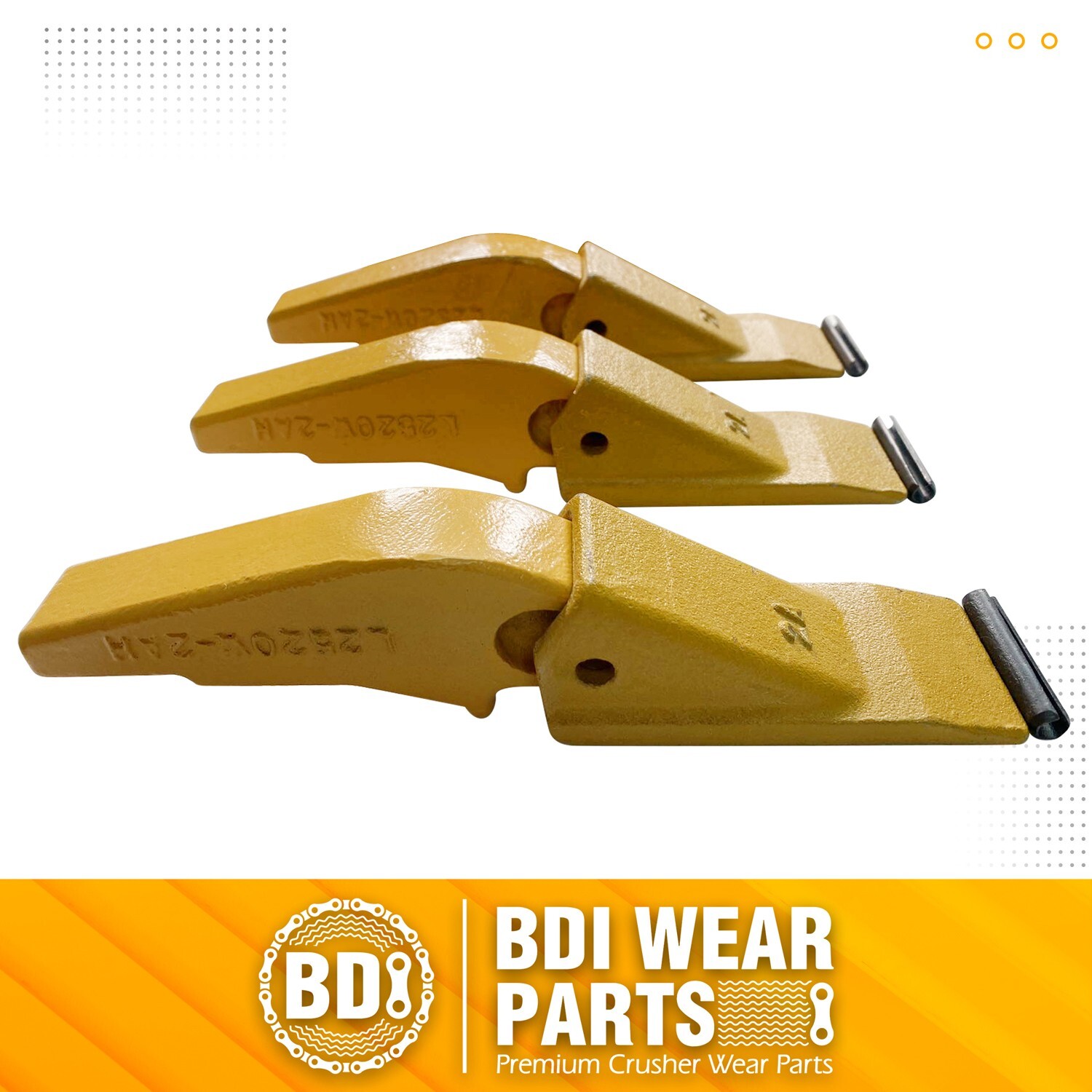 Weld-on Flush Mount L2520N-2AH Bucket Shanks 2A Bucket Teeth with Pins – 3 Set
