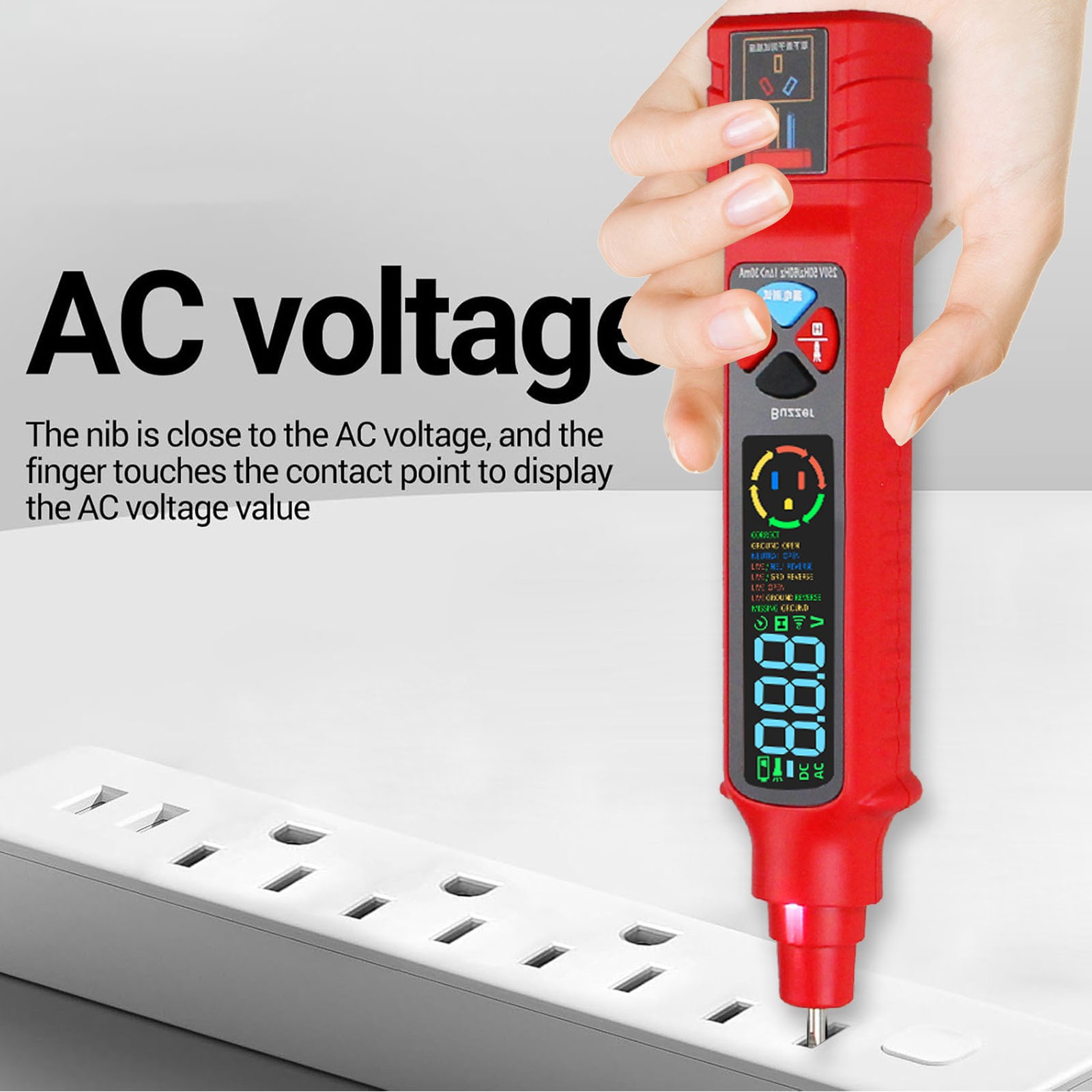 Non Contact Voltage Detector With LCD Display Neutral Live Wire Tester For Ci