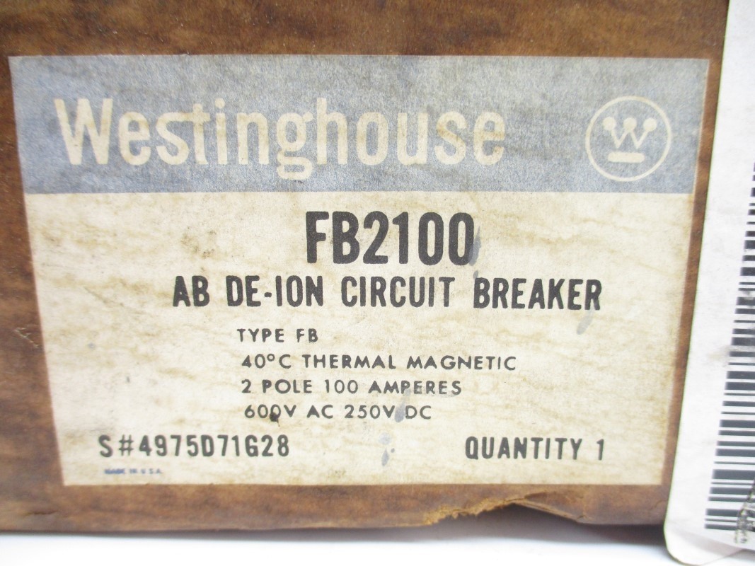 WESTINGHOUSE FB2100 600VAC 100A NSMP
