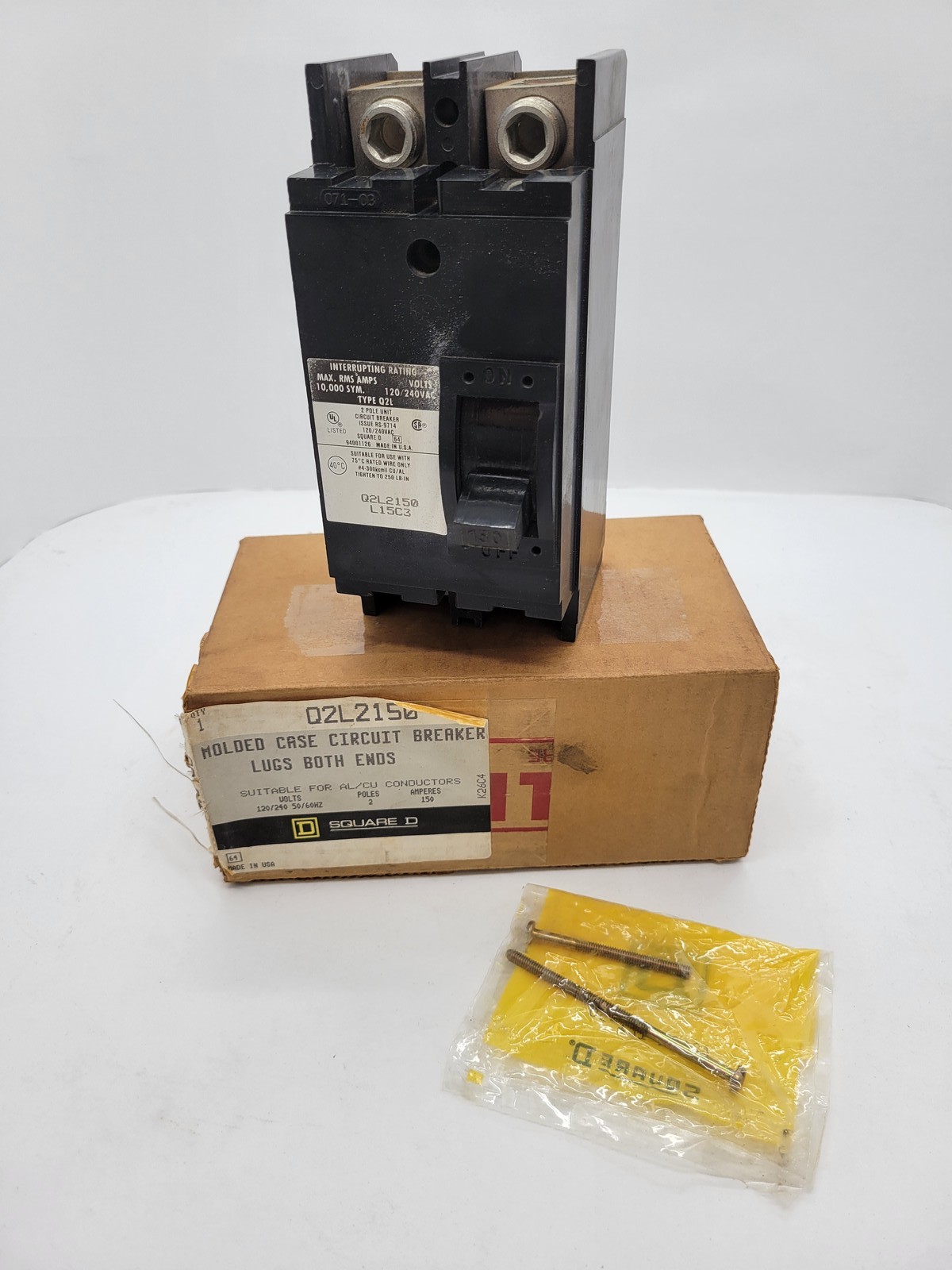 Square D Q2L2150 Circuit Breaker 150A 2P 120/240V Q2L Bolt On Mounting Hardware