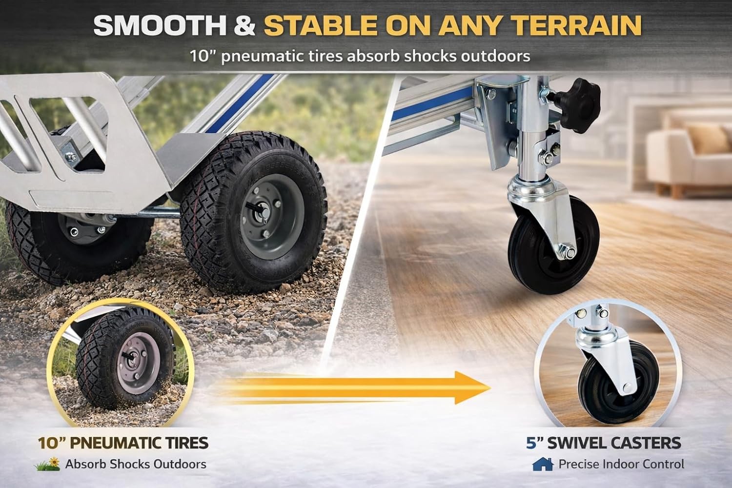 4 in 1 Aluminum Hand Truck Dolly Heavy Duty 1000 LB Convertible Folding Cart