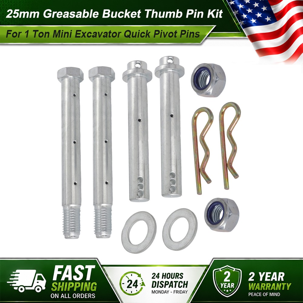 25mm Greasable Bucket Thumb Pin Kit For 1 Ton Mini Excavator Quick Pivot Pins