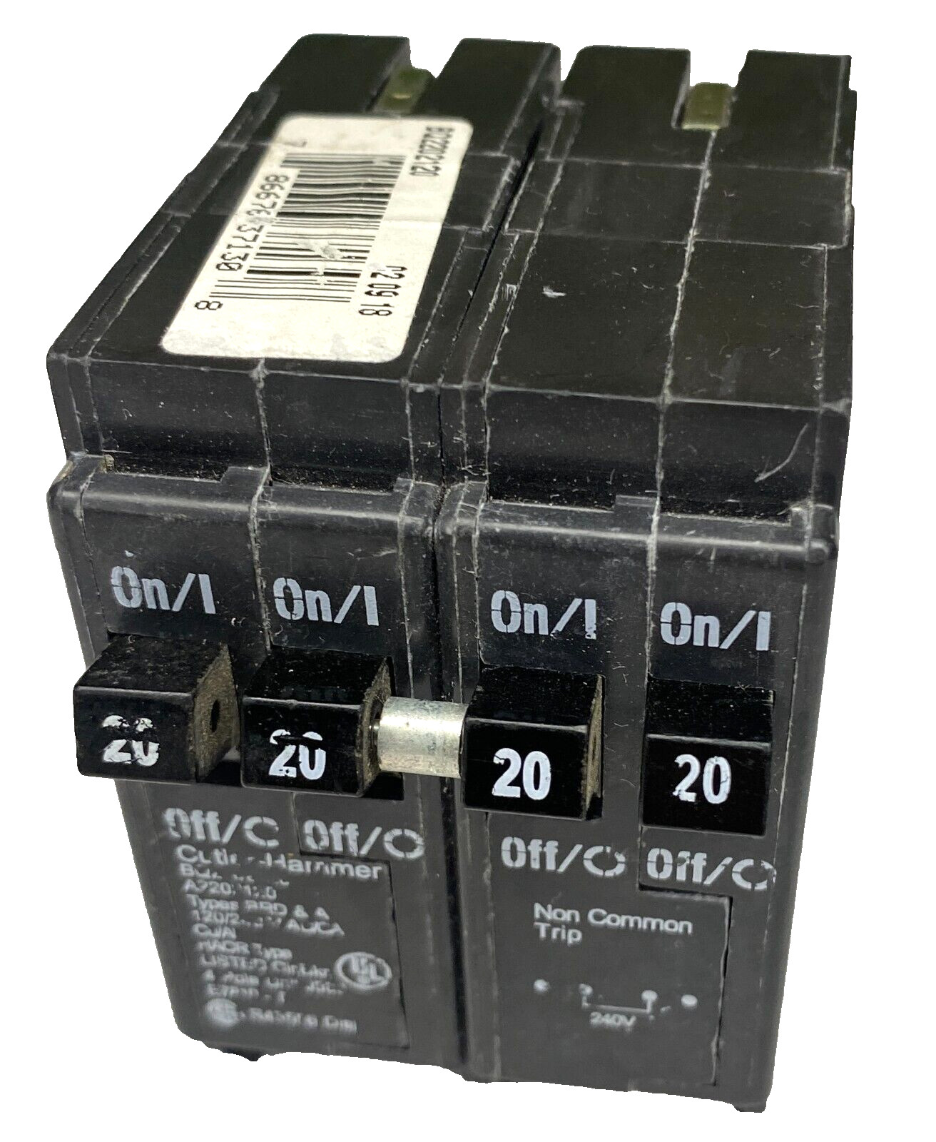 20A Cutler Hammer BQ220220 Circuit Breaker 4P 20 Amp 120V/240V Non Common Trip