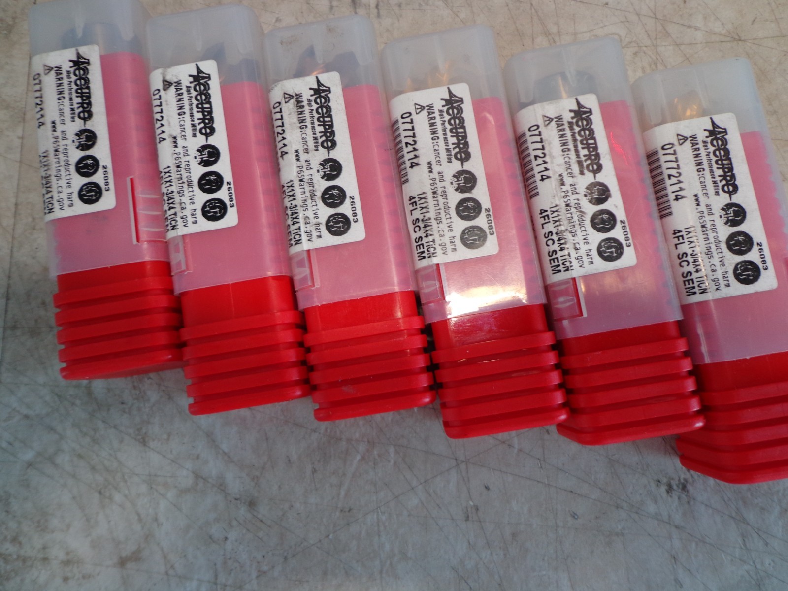 NEW Accupro 1″ x 1″ x 1-3/4 4 FLUTE SOLID CARBIDE END MILL LOT OF 6