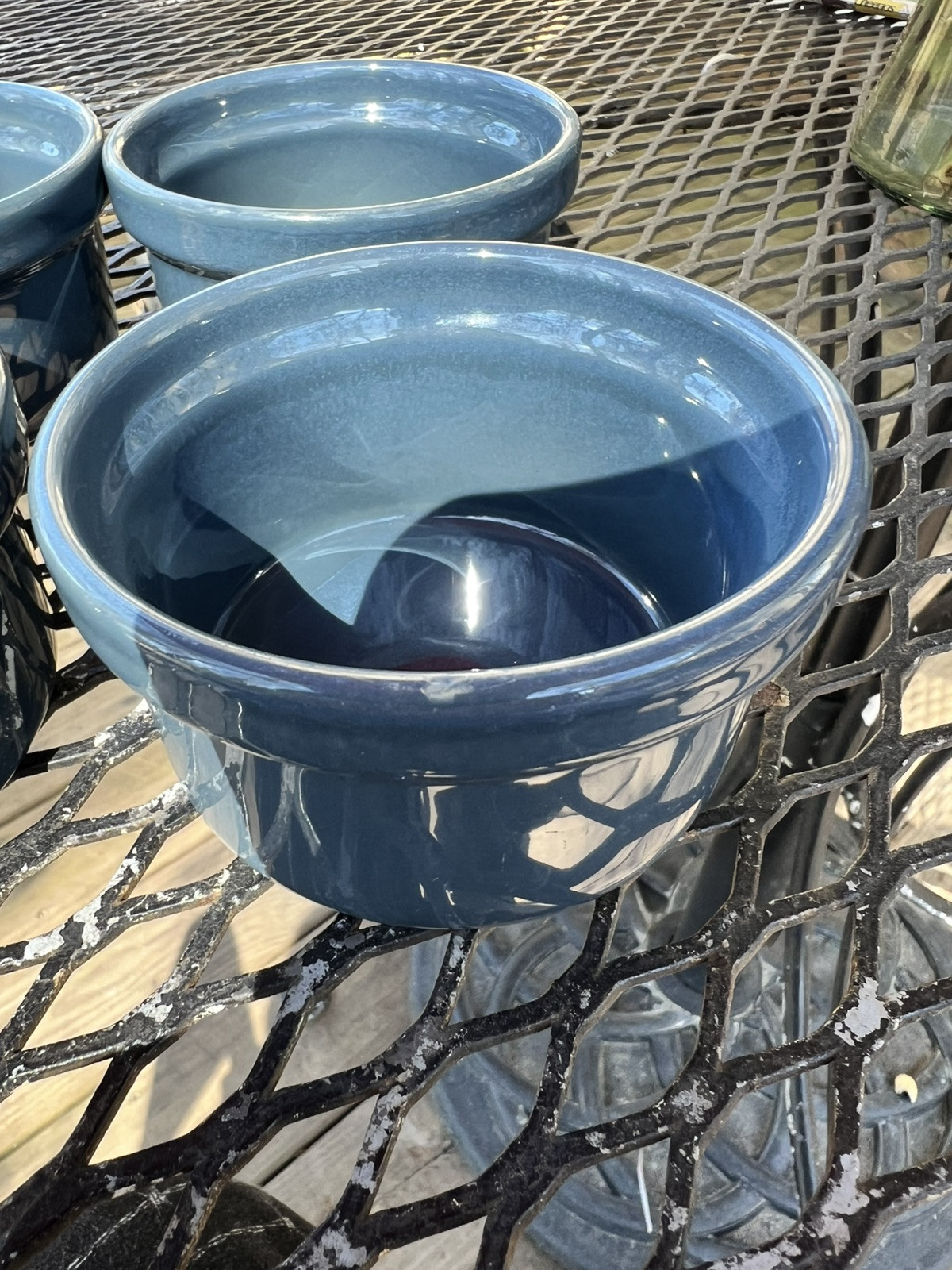 Emile Henry Blue Gray Ramekins 10.28 Made In France Set of 4