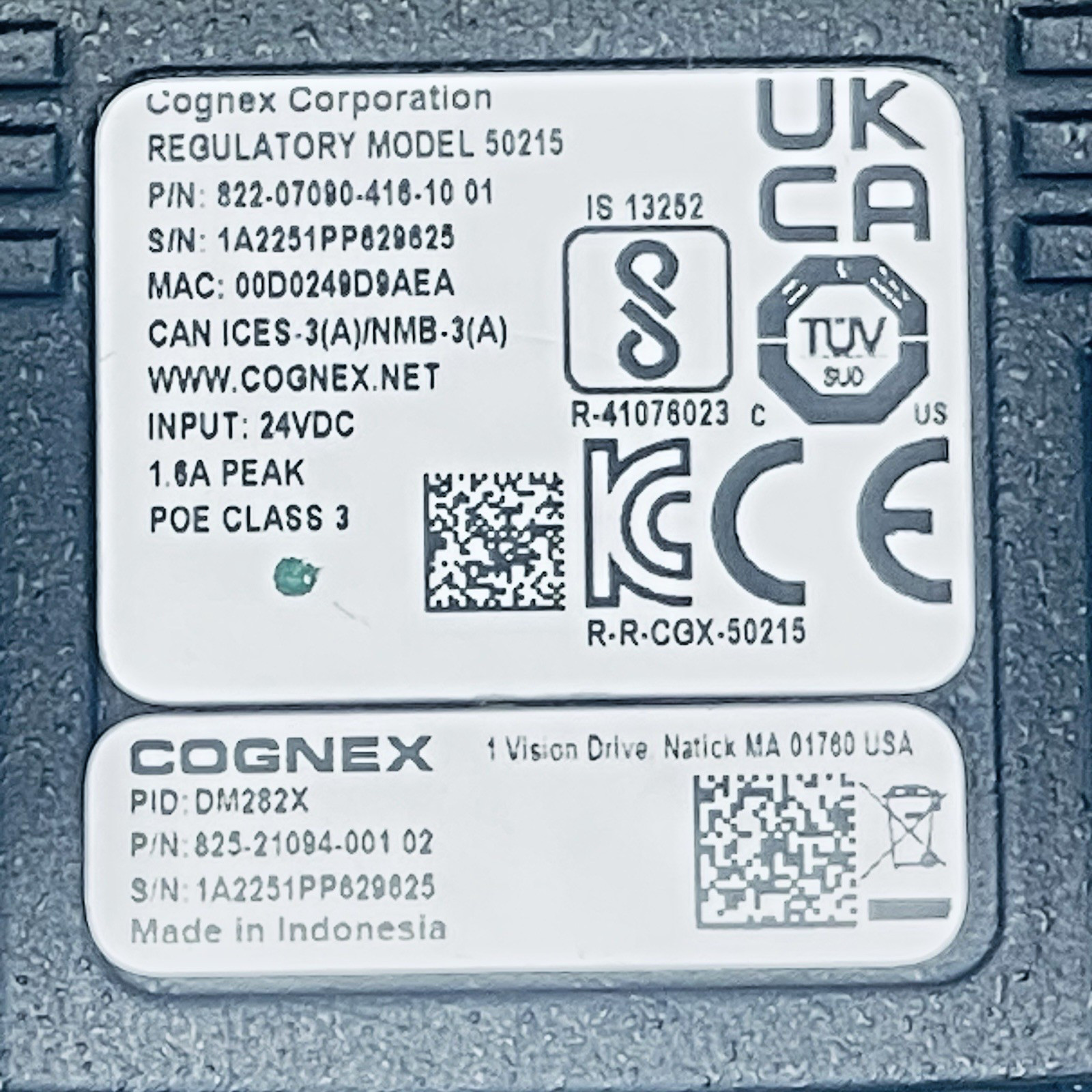 Cognex DM282X 825-21094-001 DataMan 282X Industrial Barcode Scanner/Reader