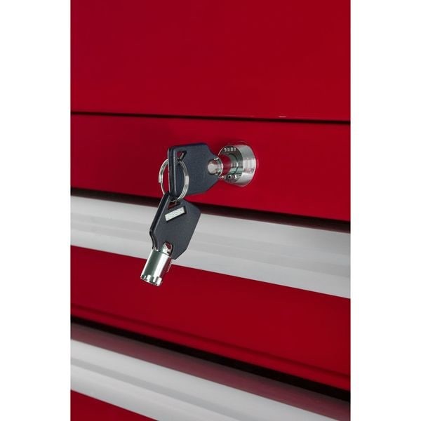 Westward 32H848 Westward Intermediate Chest, 3-Drawers, Powder Coated Red,