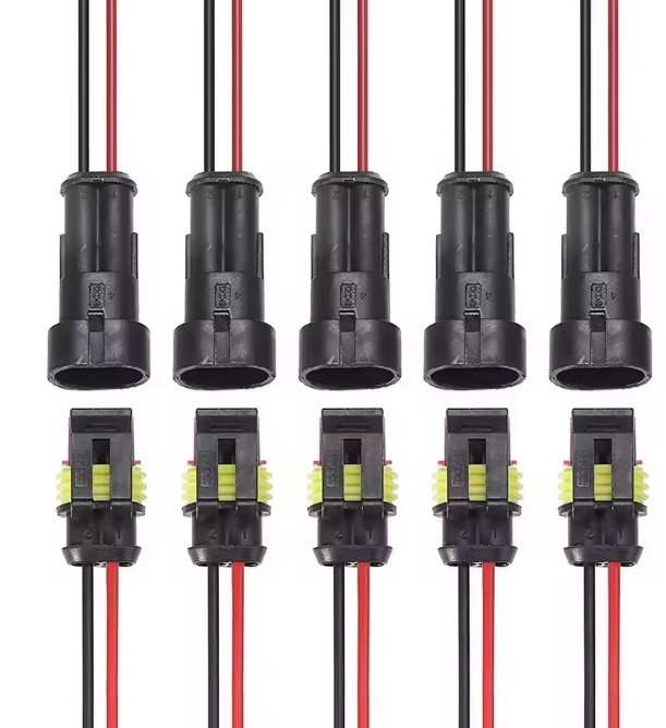 2Pin Way Car Waterproof Male Female Electrical Connector Plug Wire Kit Set Lot