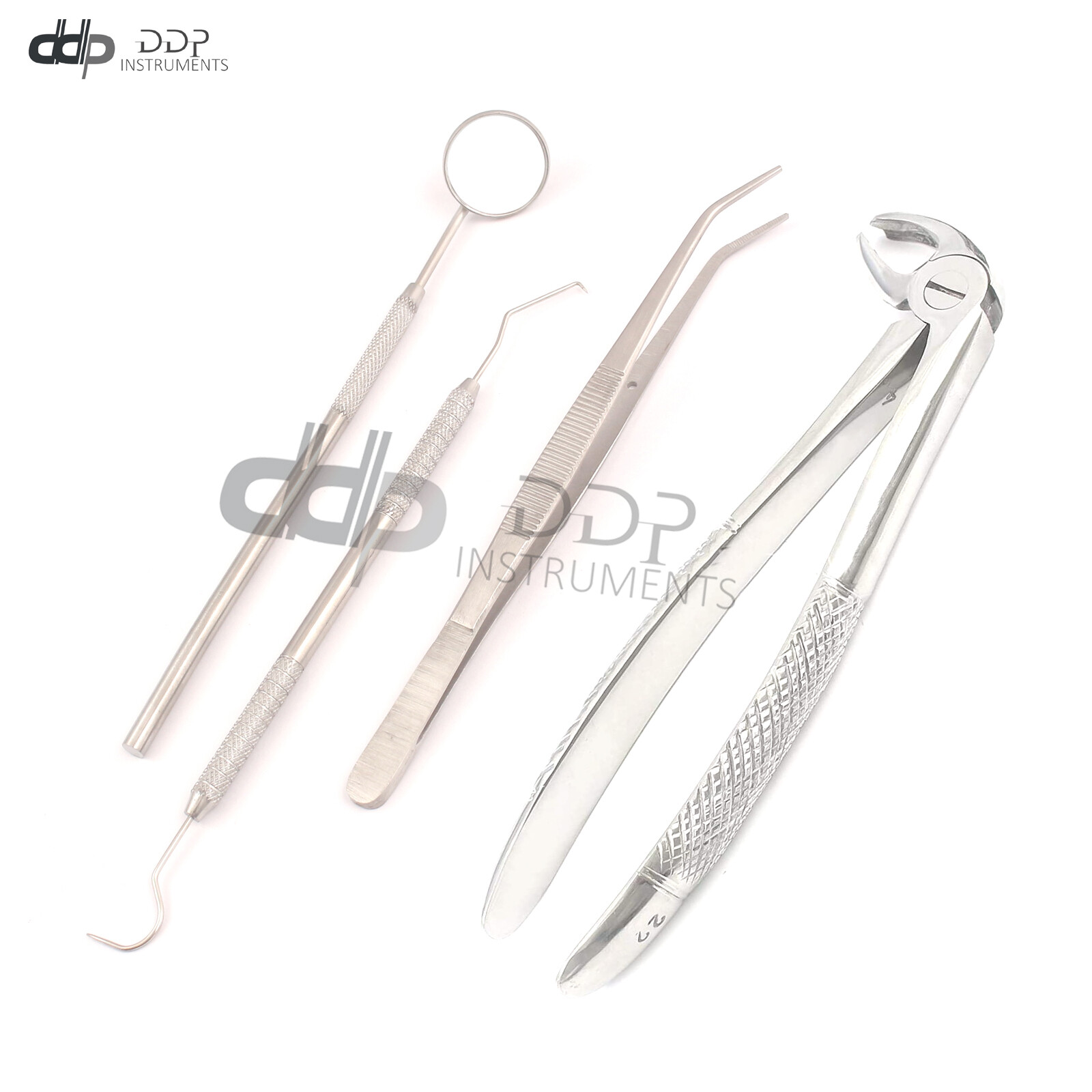 4 PC BASIC RIGHT LOWER MOLARS DENTAL EXTRACTING FORCEPS PLIERS PROBE SET KIT