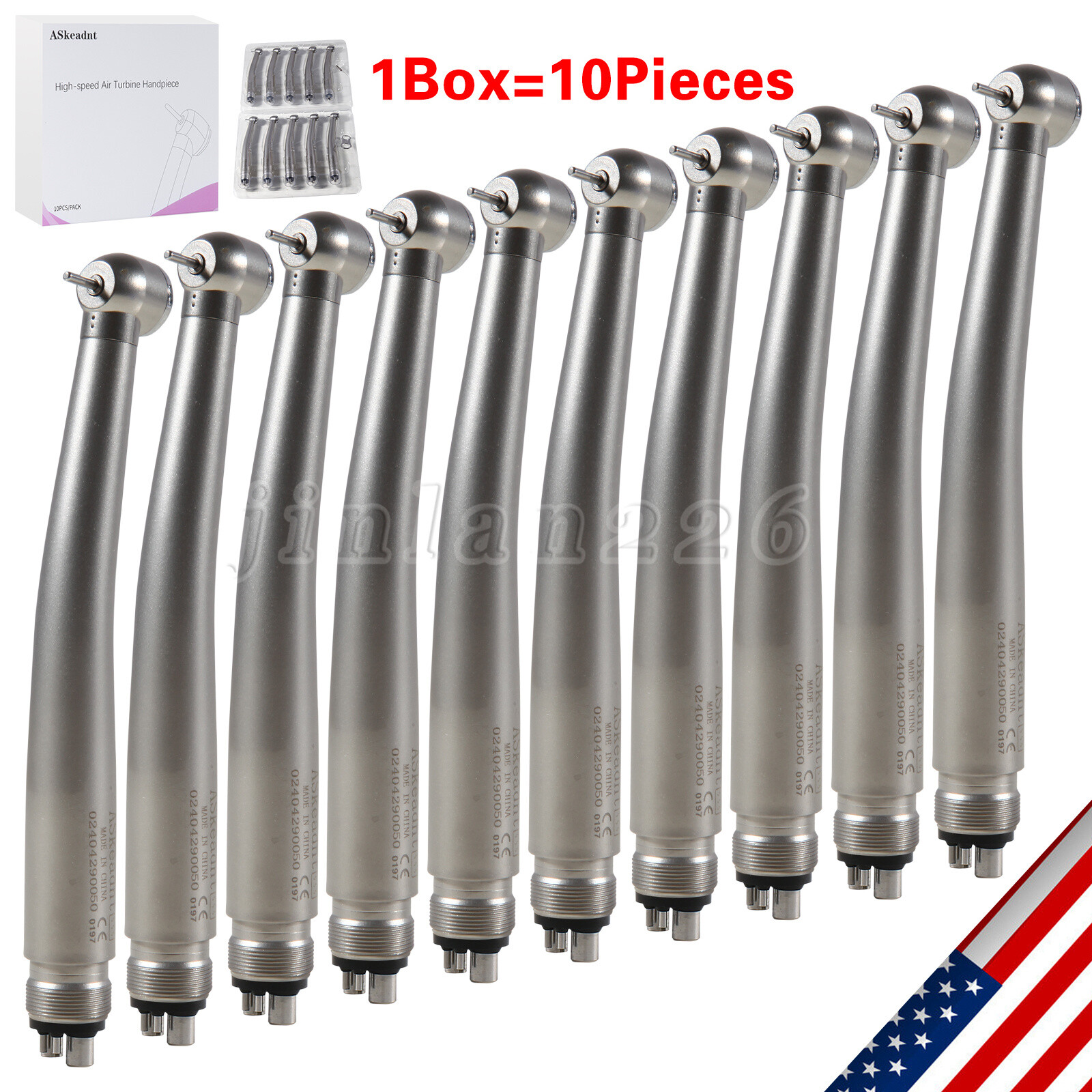 10 PCS ADA4 NSK Style Dental High Speed Handpiece Push Button 4Holes Air Turbine