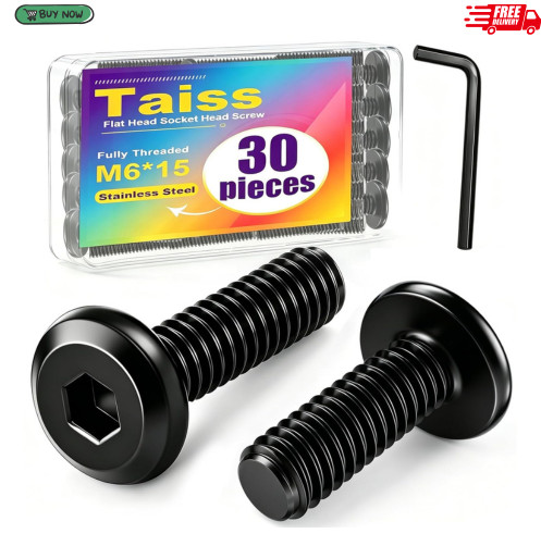 Taiss 30pcs M6 x 15mm Flat Head Socket Head Screw Furniture Bolts,Furniture Scre