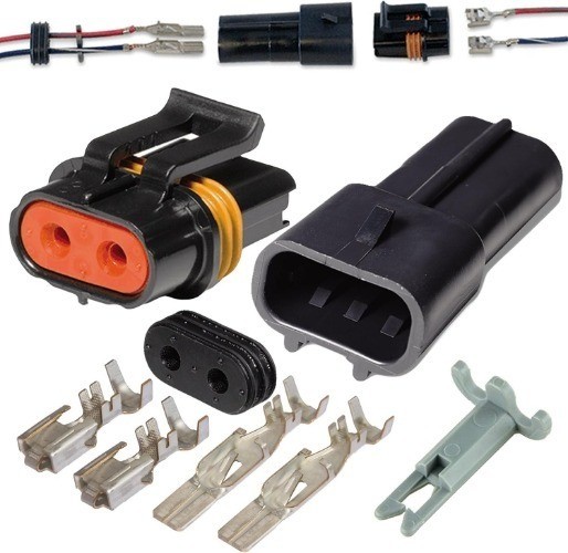 2 Pin Waterproof Connector 10-12awg Terminals and Seals 46Amp (10-12 GA (1set))