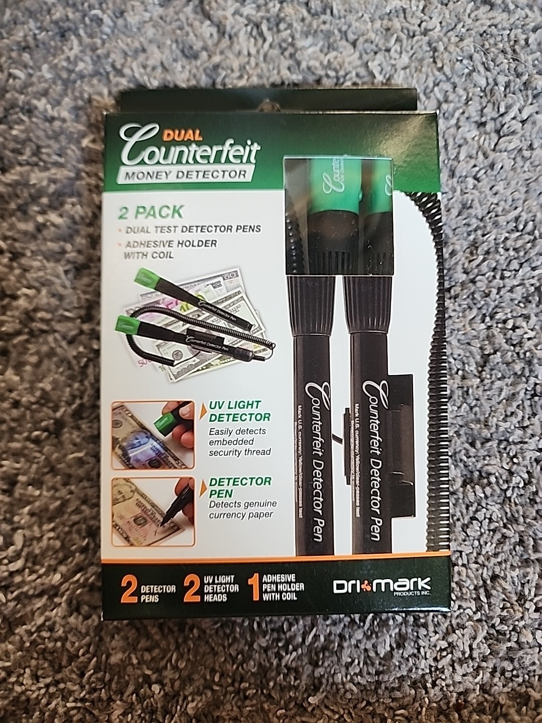 Dri-Mark® Dual-Test Counterfeit Detection Pens With UV LED Light Black #490