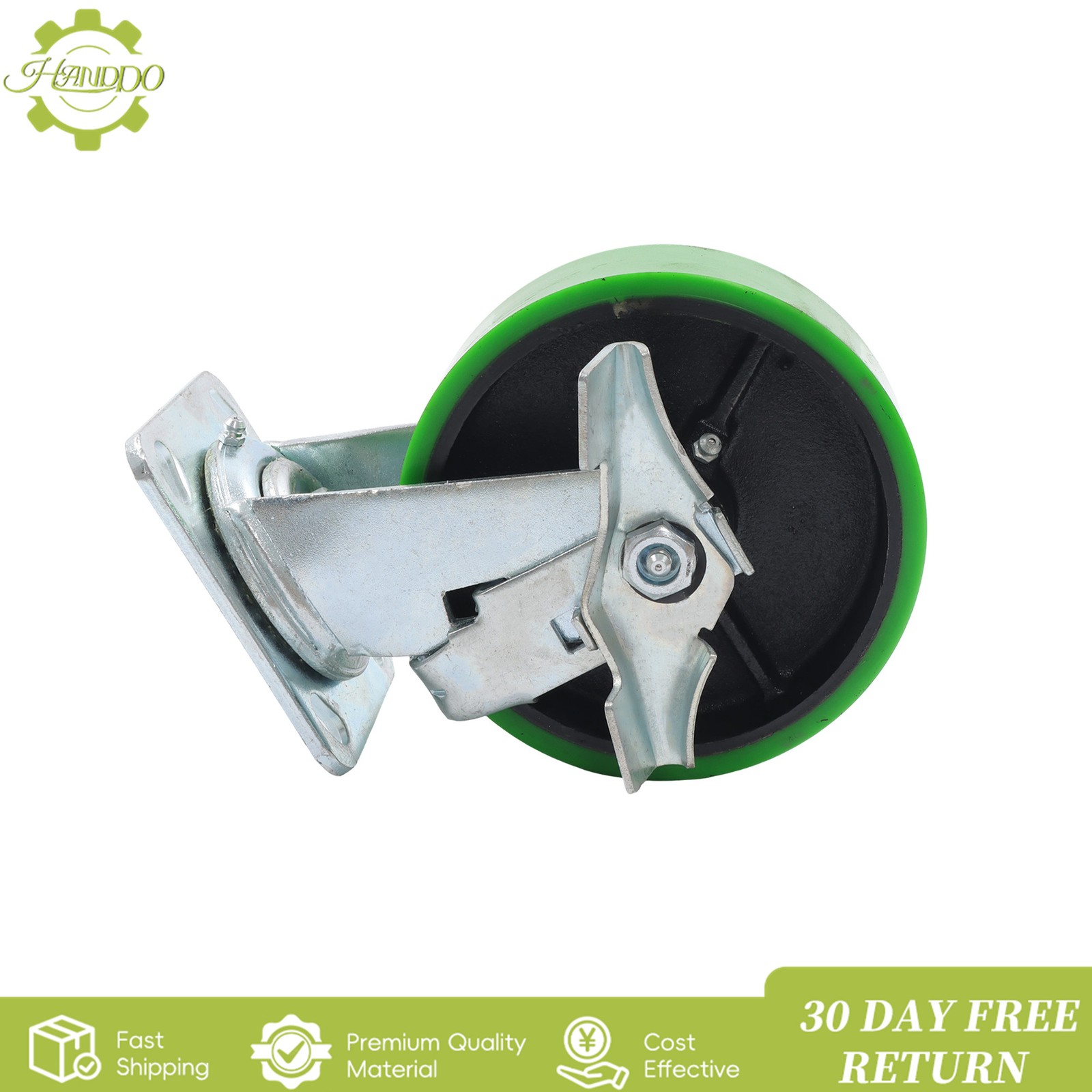6″ Heavy Duty Industrial Casters,2 Swivel Top Lock Brake + 2 Tilt Green Casters