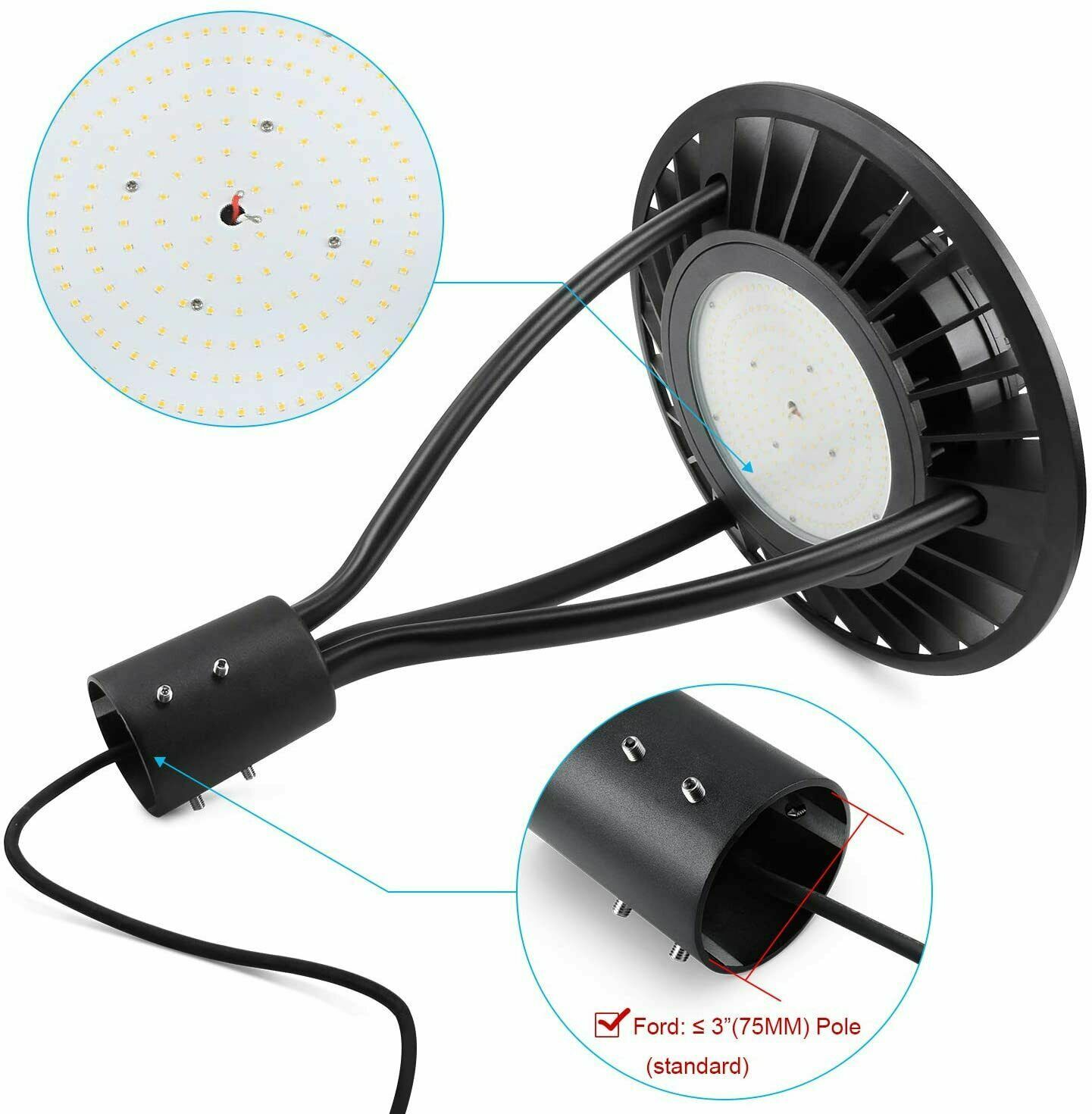 LED Post Top Pole Lights 150W Outdoor Pathway Area Light Garden Yard Lamp IP65