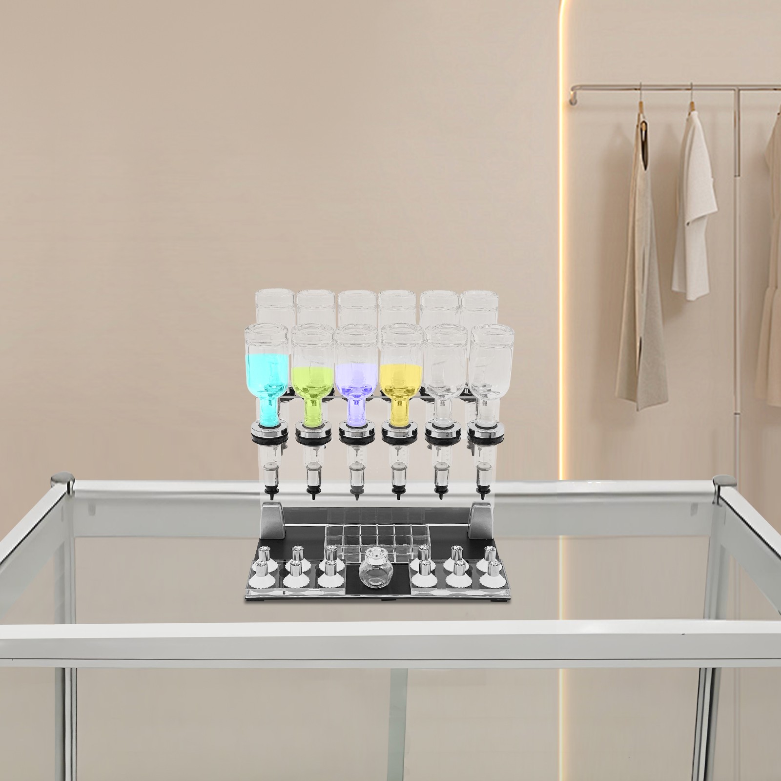 12 Bottles Manual Perfume Dispenser Desktop Perfume Dispenser Machine 200ml