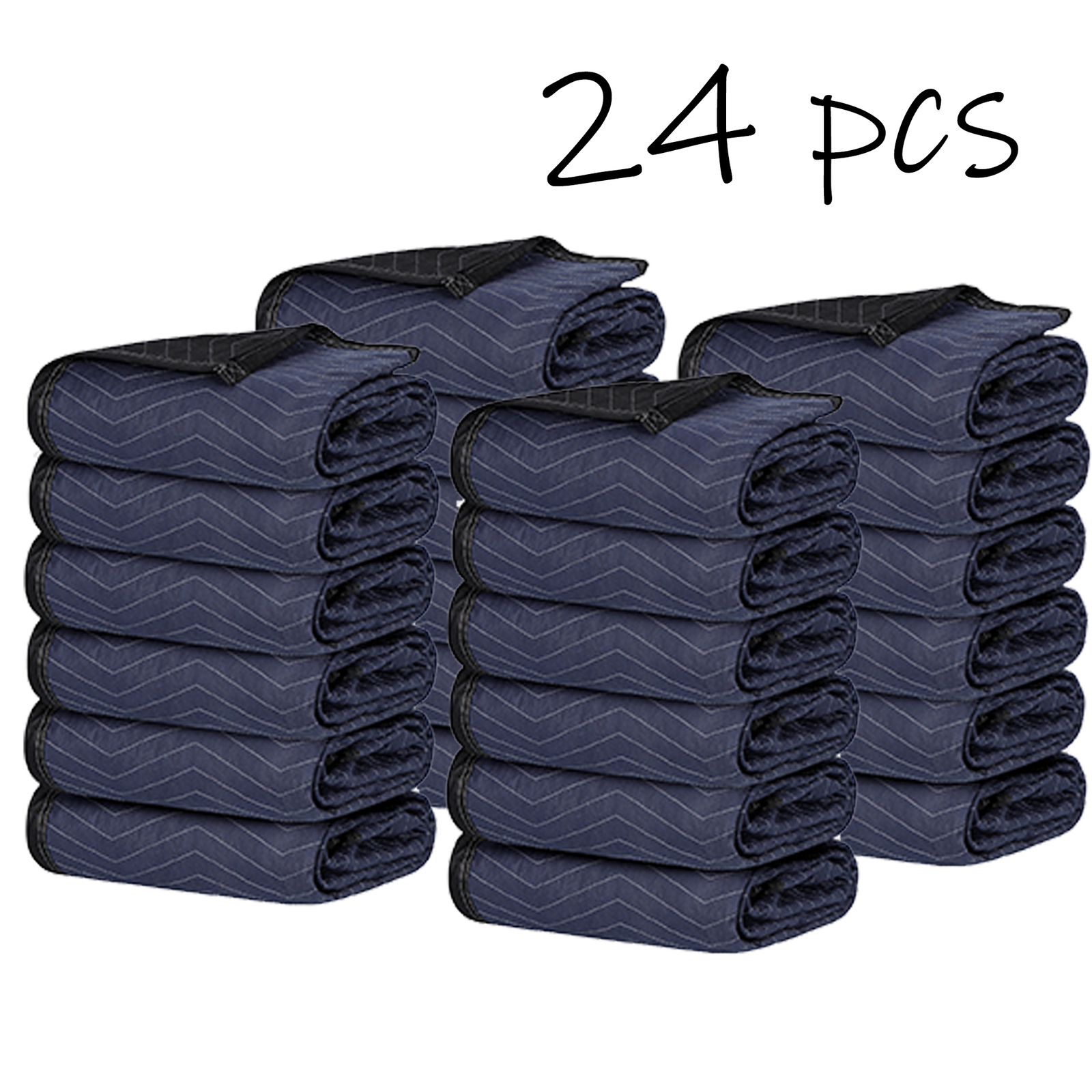 80″x72″ Furniture 24 Moving Blankets Protective Shipping Packing Pads Blue/Black