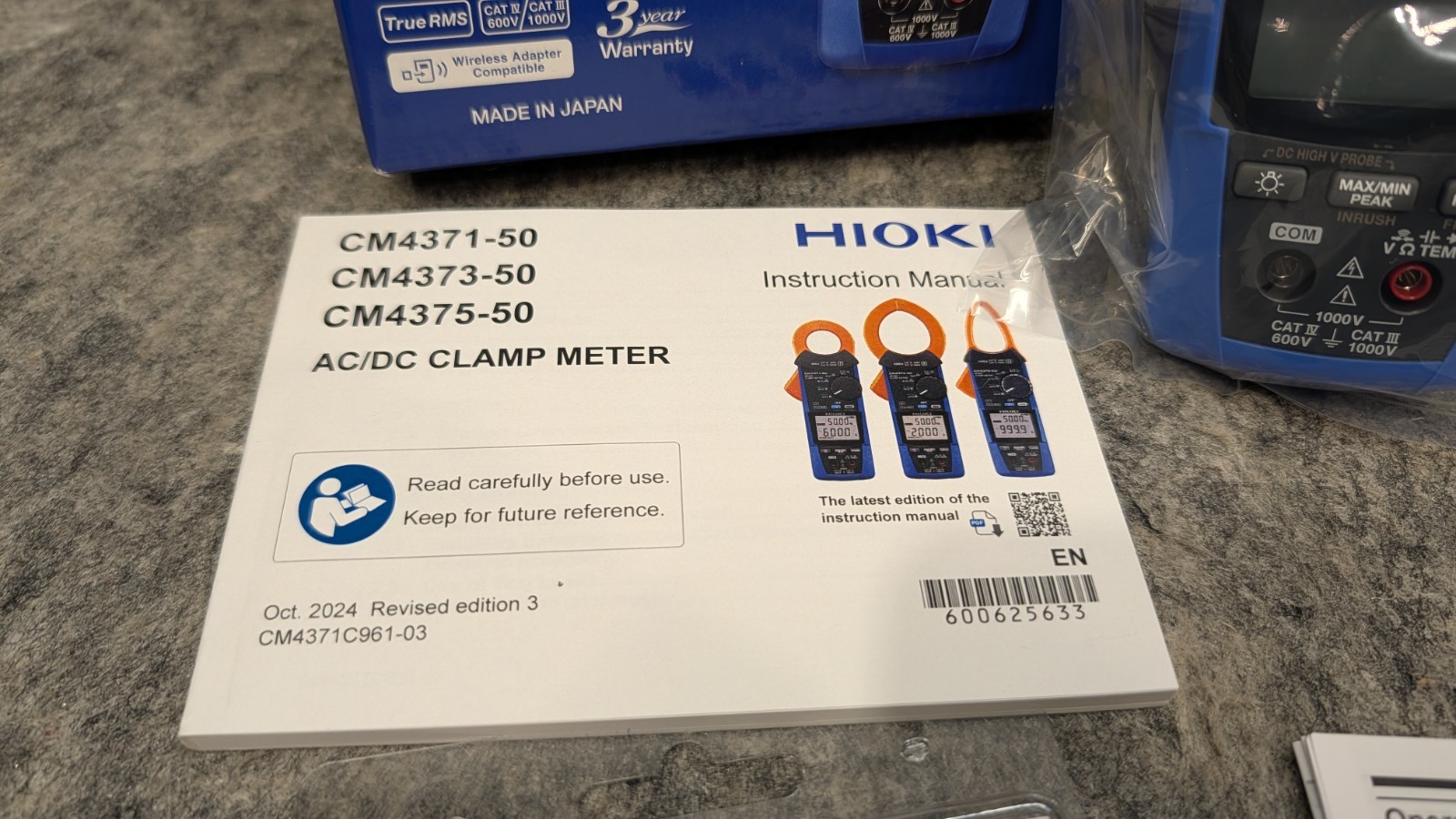 HIOKI CM4375-90 AC/DC Clamp Meter 1000A True RMS w/Wireless Z3210 Adapter Kit