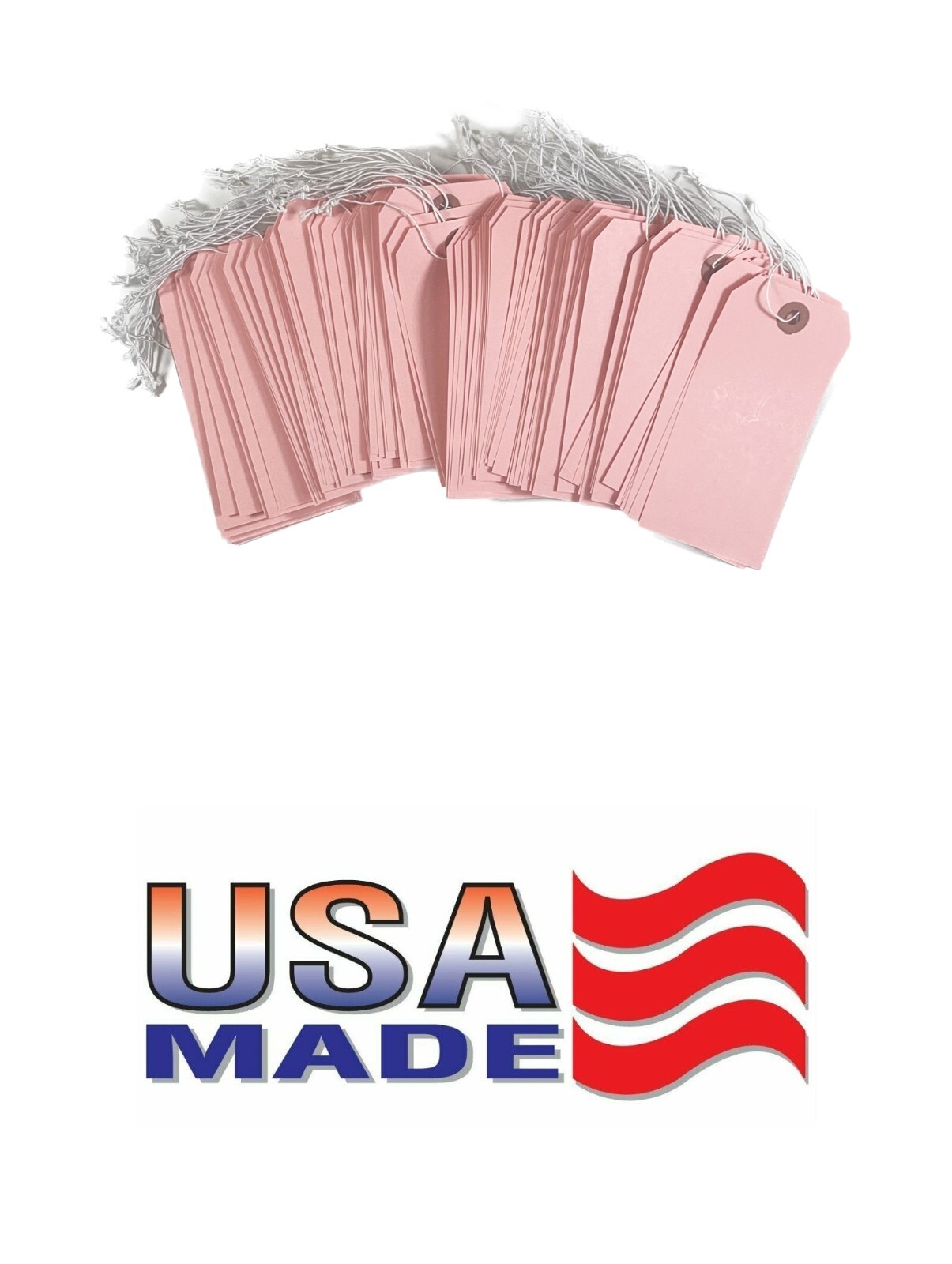 100 – 4 3/4″ x 2 3/8″ Pink Inventory Tags Strung with ELASTIC Stretchable String