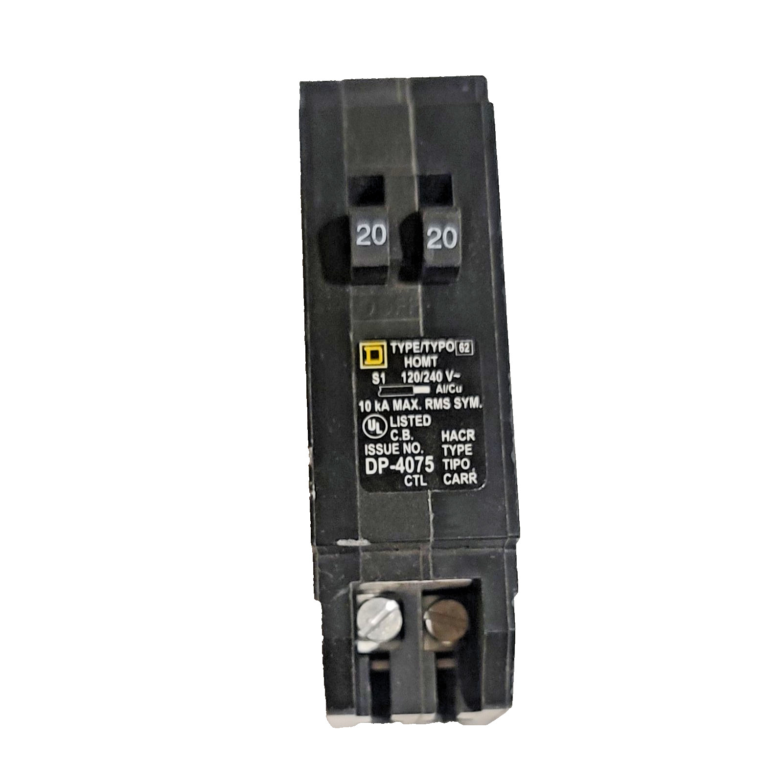 Square D Homeline HOMT2020CP 2-20-Amp Single-Pole Tandem Twin Circuit Breaker