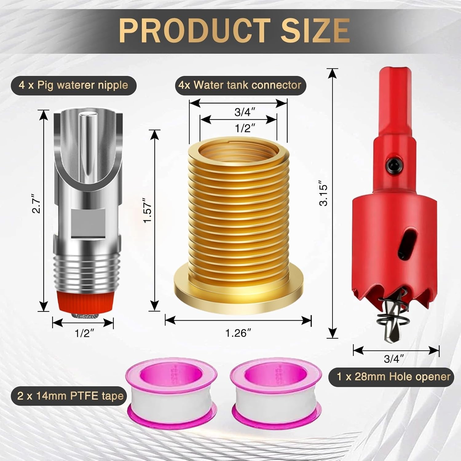 Pig Nipple Waterer 5 Pack Stainless Automatic Hog Drinker Barrel Kit Piglet Feed