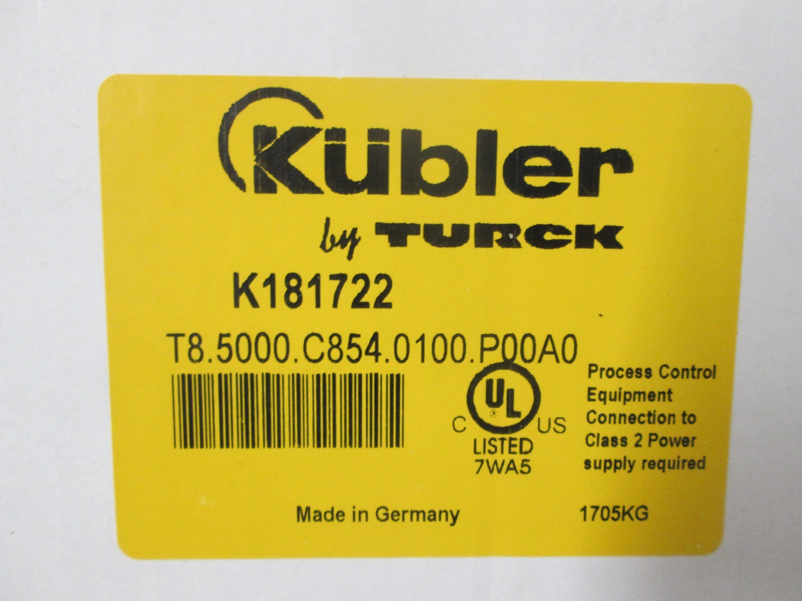 TURCK KUBLER TK181722 T8.5000.C854.0100.P00A0 **NEW**