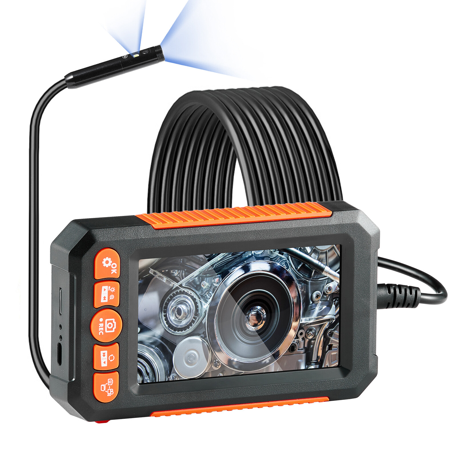 VEVOR Endoscope Camera with Lights Dual Lens Borescope 16.4FT Cable 4.3″ Screen