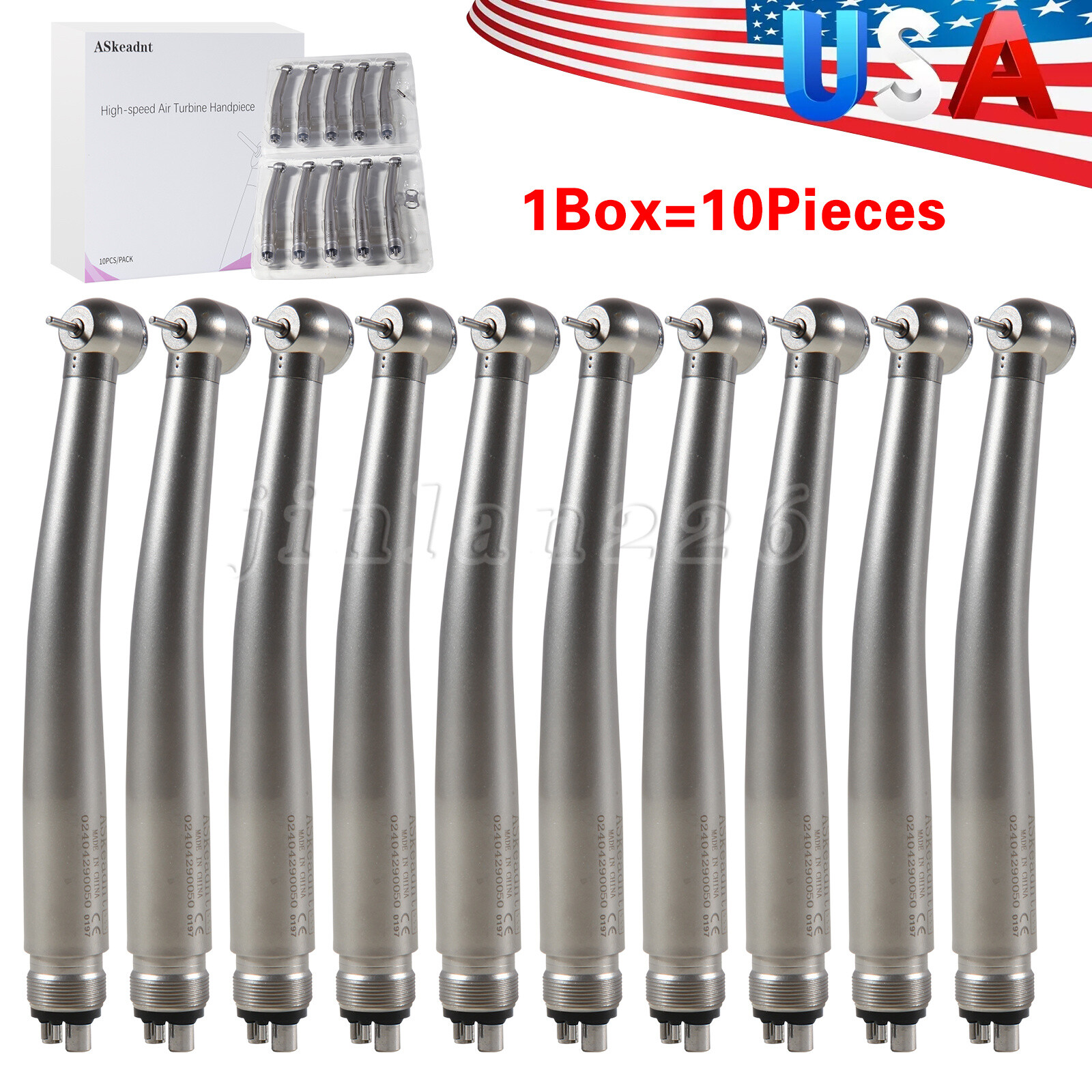 10 PCS ADA4 NSK Style Dental High Speed Handpiece Push Button 4Holes Air Turbine