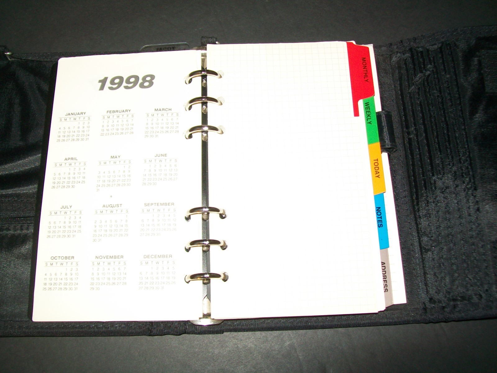Vintage Brown Nylon Planner 6 Ring Organizer With Pockets 5.75in x 7.5in