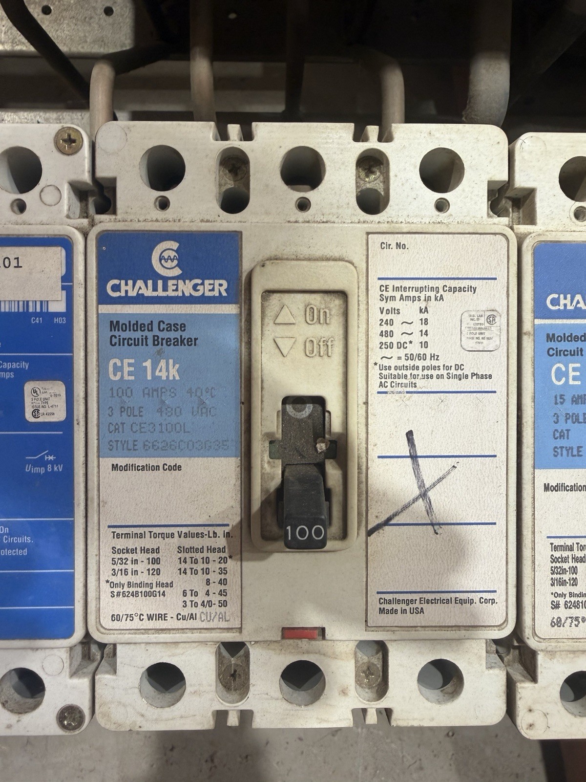 Challenger CE3100L 100A 3-Pole Molded Case Circuit Breaker 451-500V
